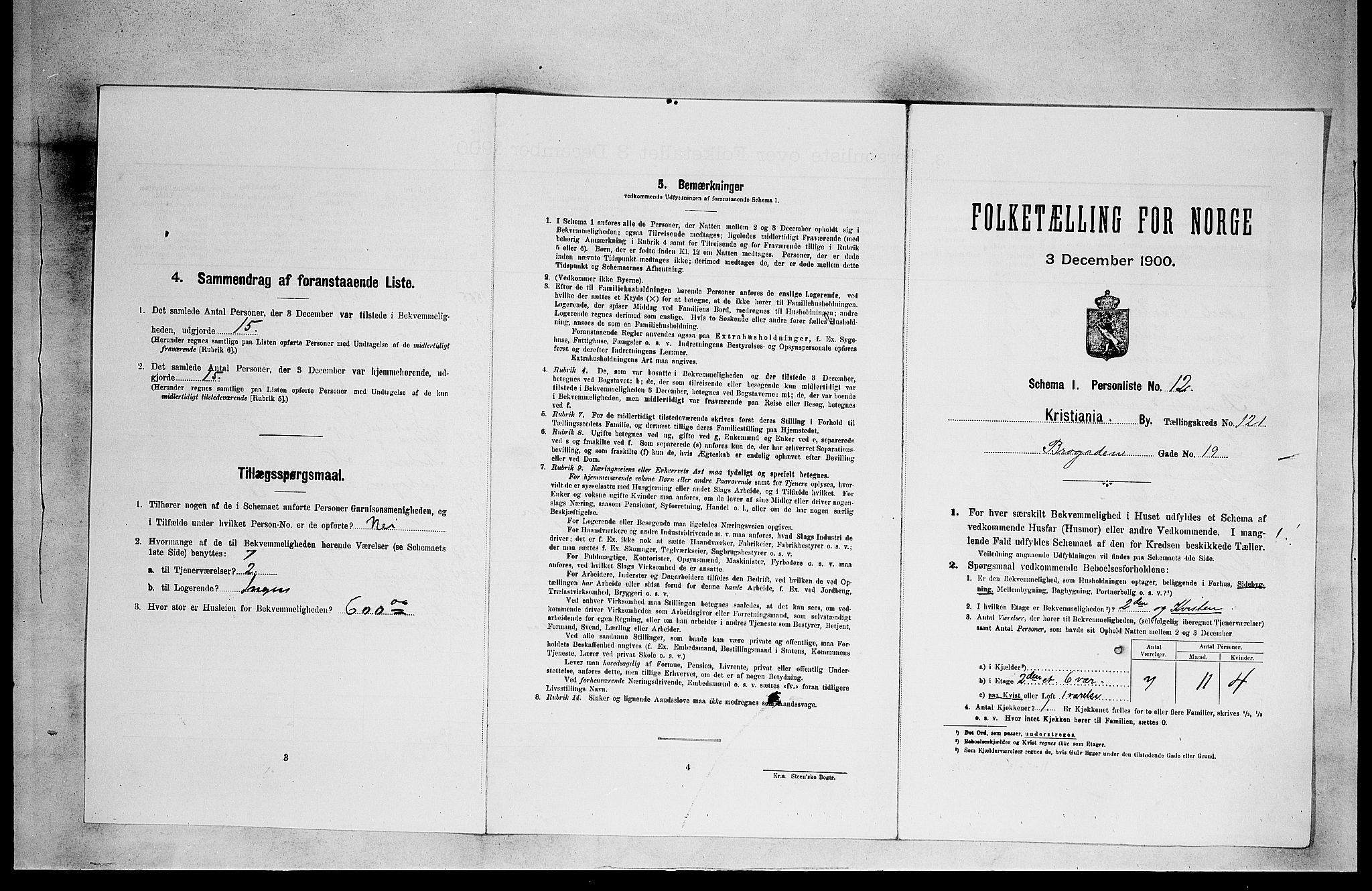SAO, Folketelling 1900 for 0301 Kristiania kjøpstad, 1900, s. 9092
