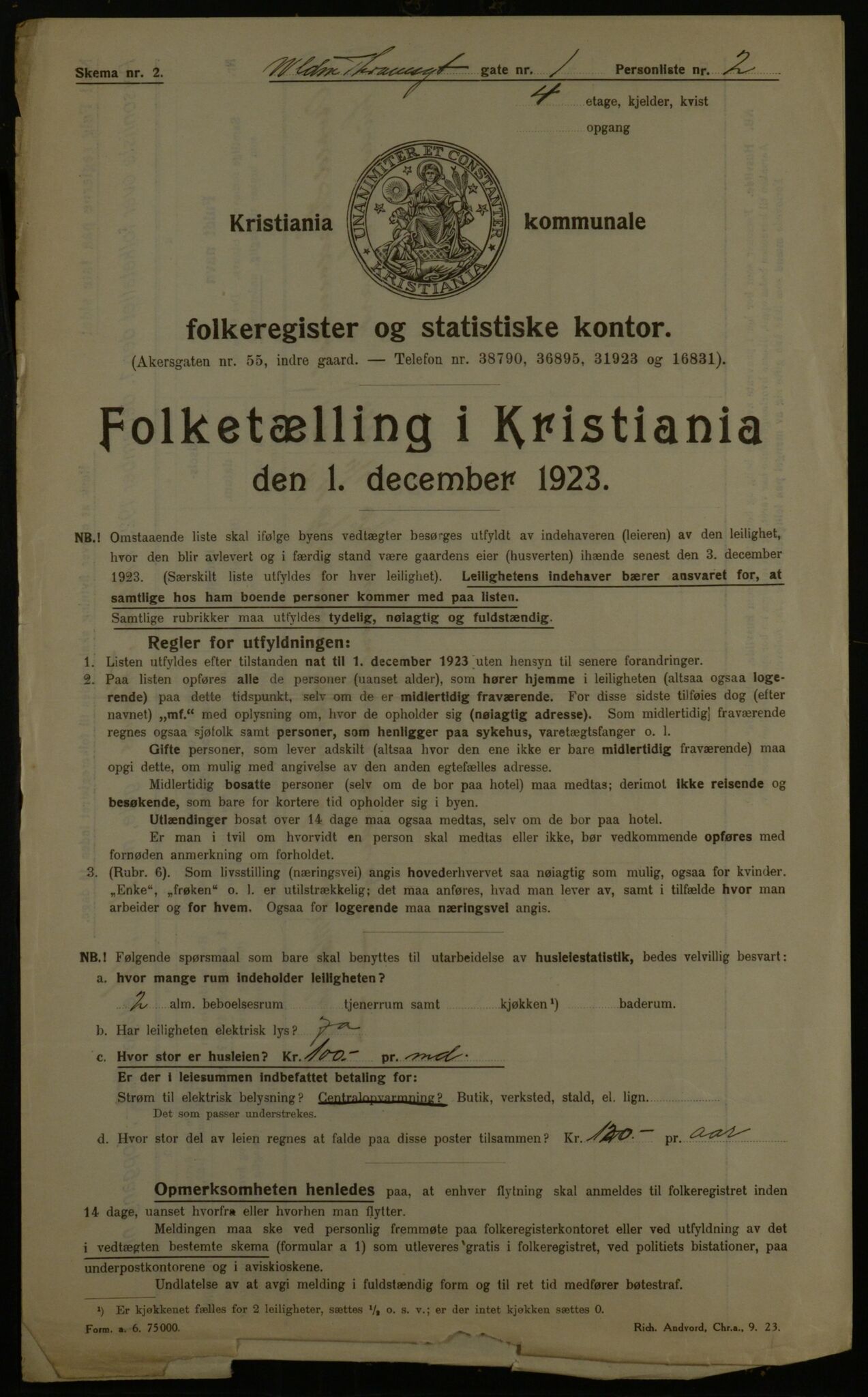 OBA, Kommunal folketelling 1.12.1923 for Kristiania, 1923, s. 139411