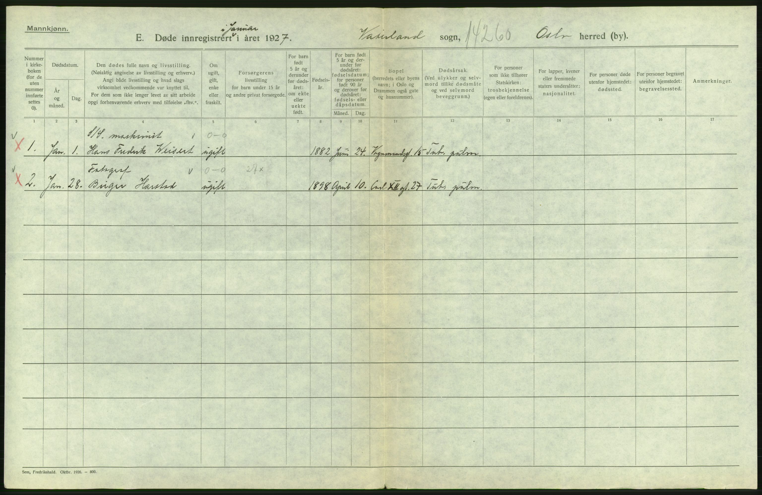 Statistisk sentralbyrå, Sosiodemografiske emner, Befolkning, AV/RA-S-2228/D/Df/Dfc/Dfcg/L0009: Oslo: Døde menn, 1927, s. 576