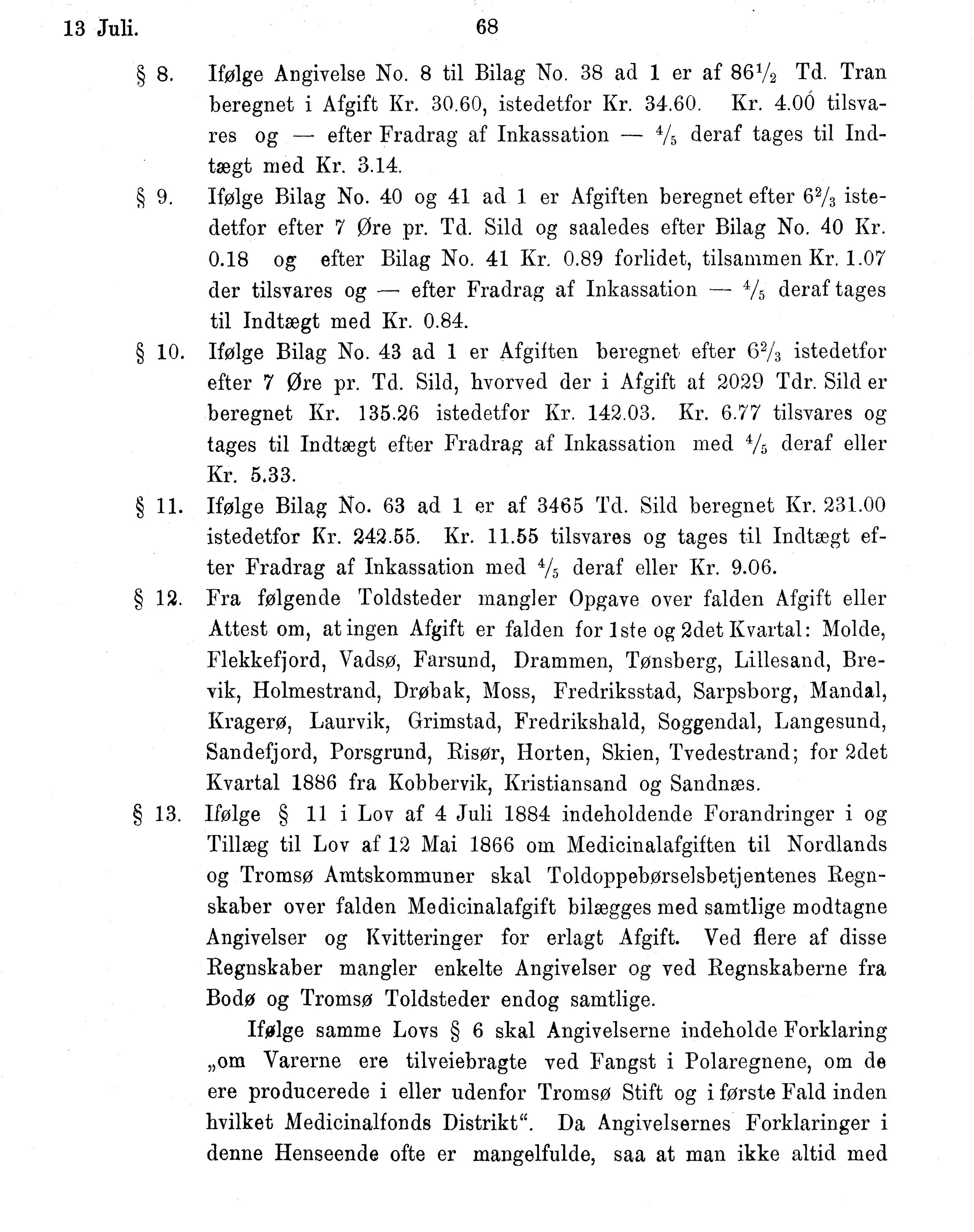 Nordland Fylkeskommune. Fylkestinget, AIN/NFK-17/176/A/Ac/L0015: Fylkestingsforhandlinger 1886-1890, 1886-1890