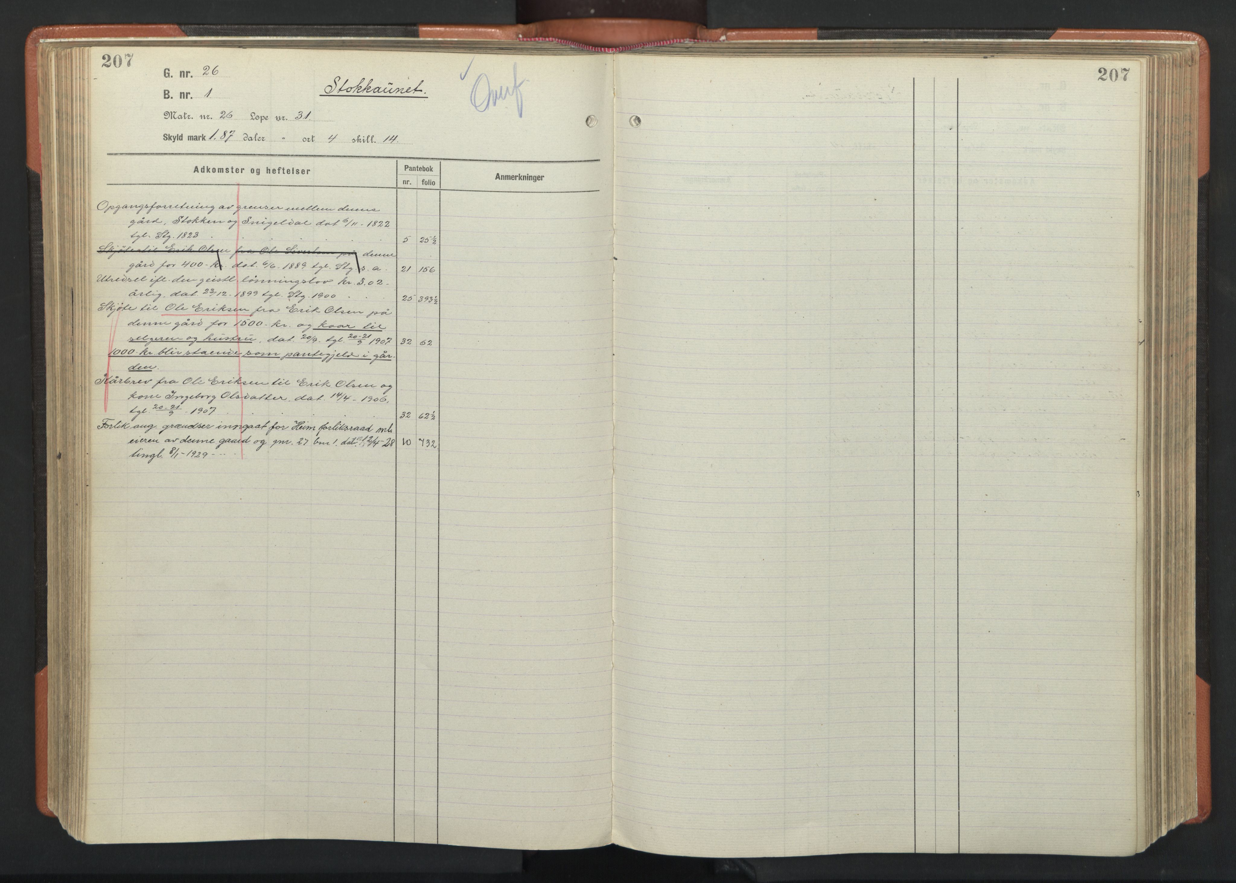 Hitra sorenskriveri, AV/SAT-A-0018/2/2A/L0025: Panteregister nr. 25, s. 207