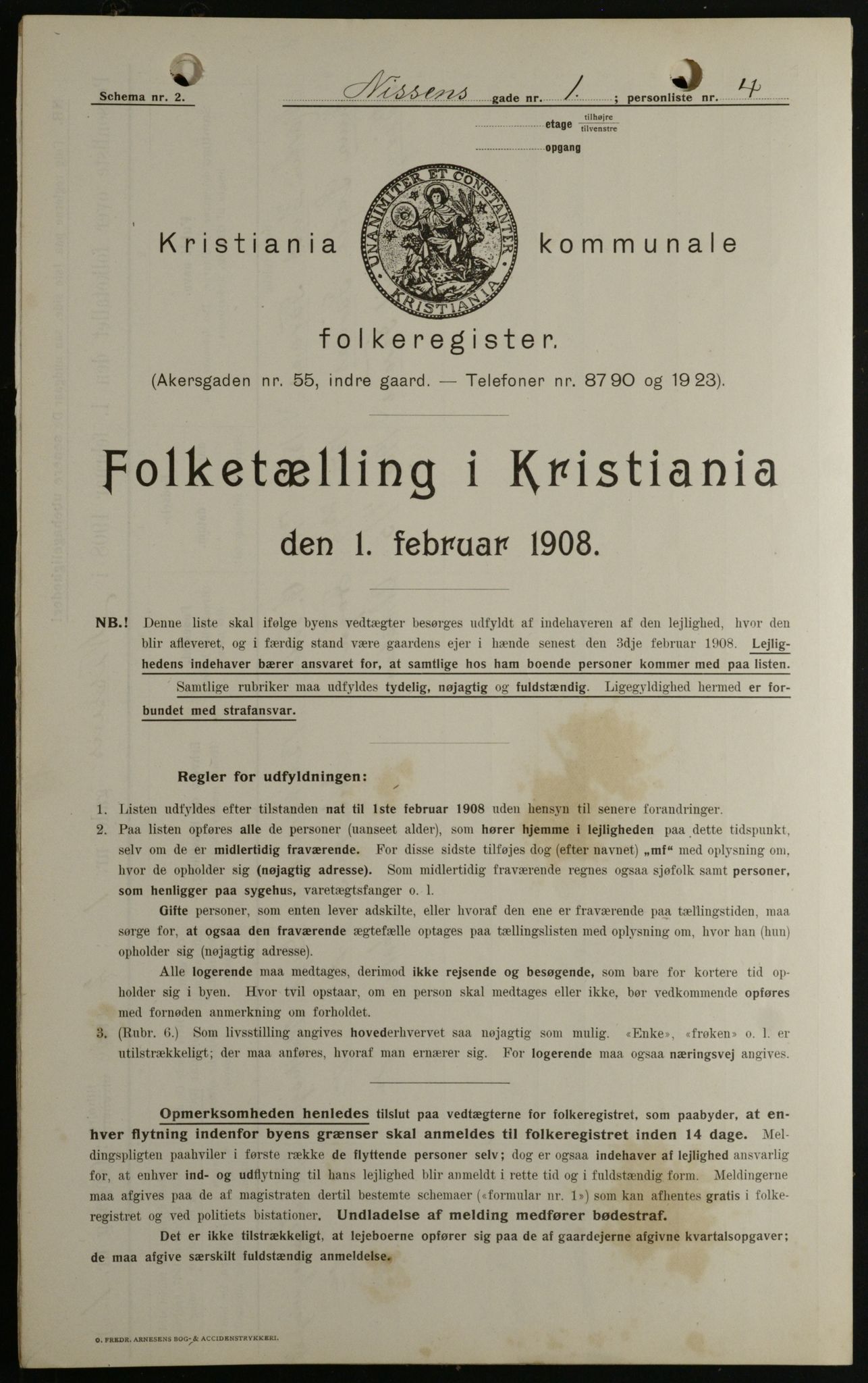 OBA, Kommunal folketelling 1.2.1908 for Kristiania kjøpstad, 1908, s. 63821