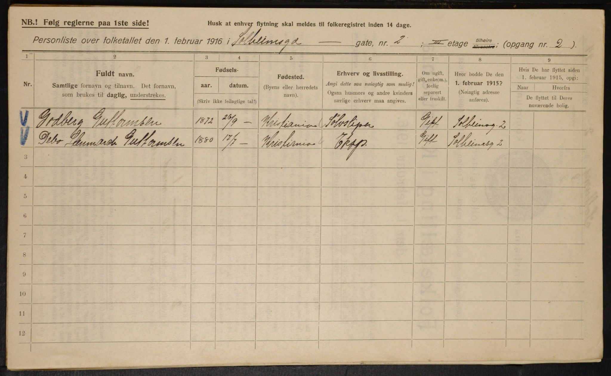 OBA, Kommunal folketelling 1.2.1916 for Kristiania, 1916, s. 102026