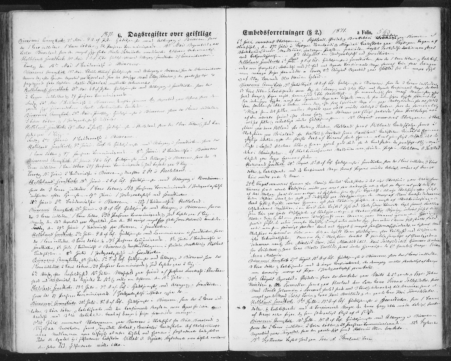 Helleland sokneprestkontor, SAST/A-101810: Ministerialbok nr. A 7.2, 1863-1886, s. 563