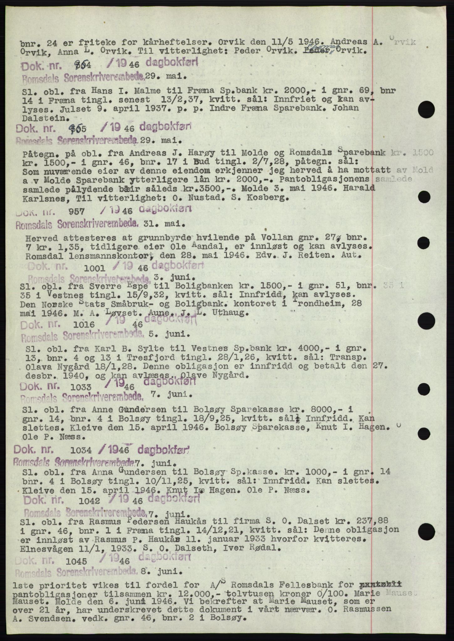 Romsdal sorenskriveri, AV/SAT-A-4149/1/2/2C: Pantebok nr. C1b, 1946-1949, Tingl.dato: 29.05.1946