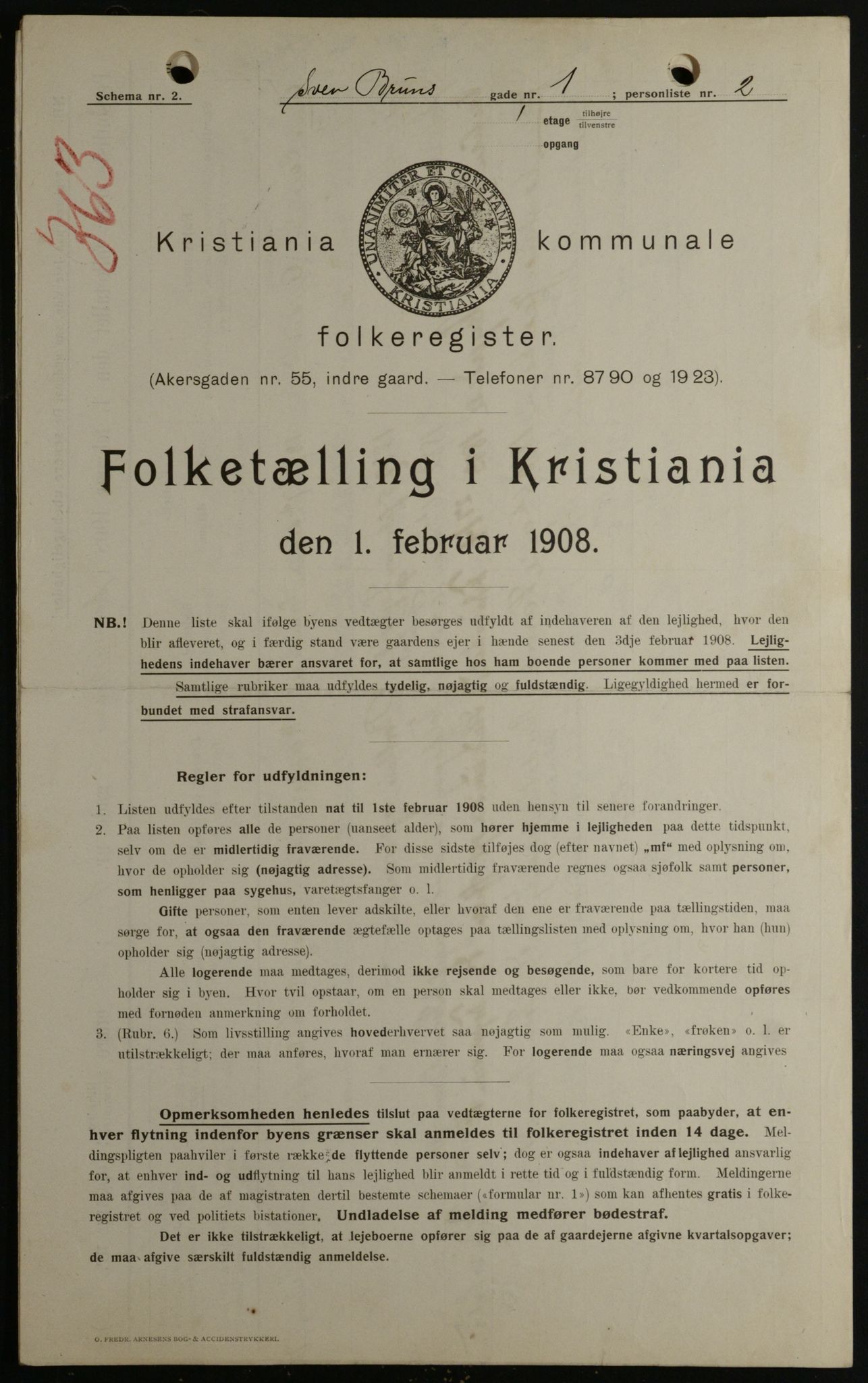 OBA, Kommunal folketelling 1.2.1908 for Kristiania kjøpstad, 1908, s. 94220