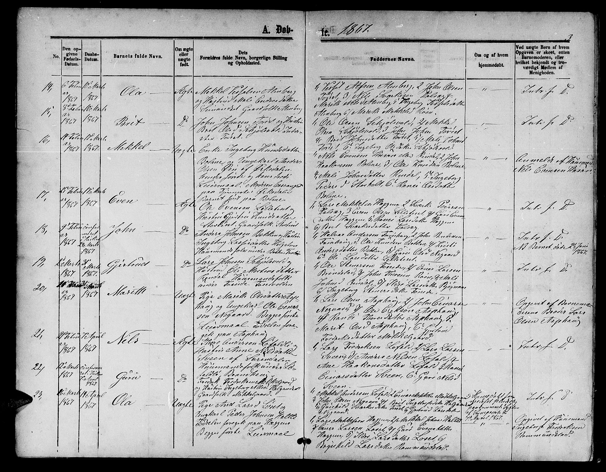 Ministerialprotokoller, klokkerbøker og fødselsregistre - Møre og Romsdal, AV/SAT-A-1454/598/L1076: Klokkerbok nr. 598C01, 1867-1878, s. 3