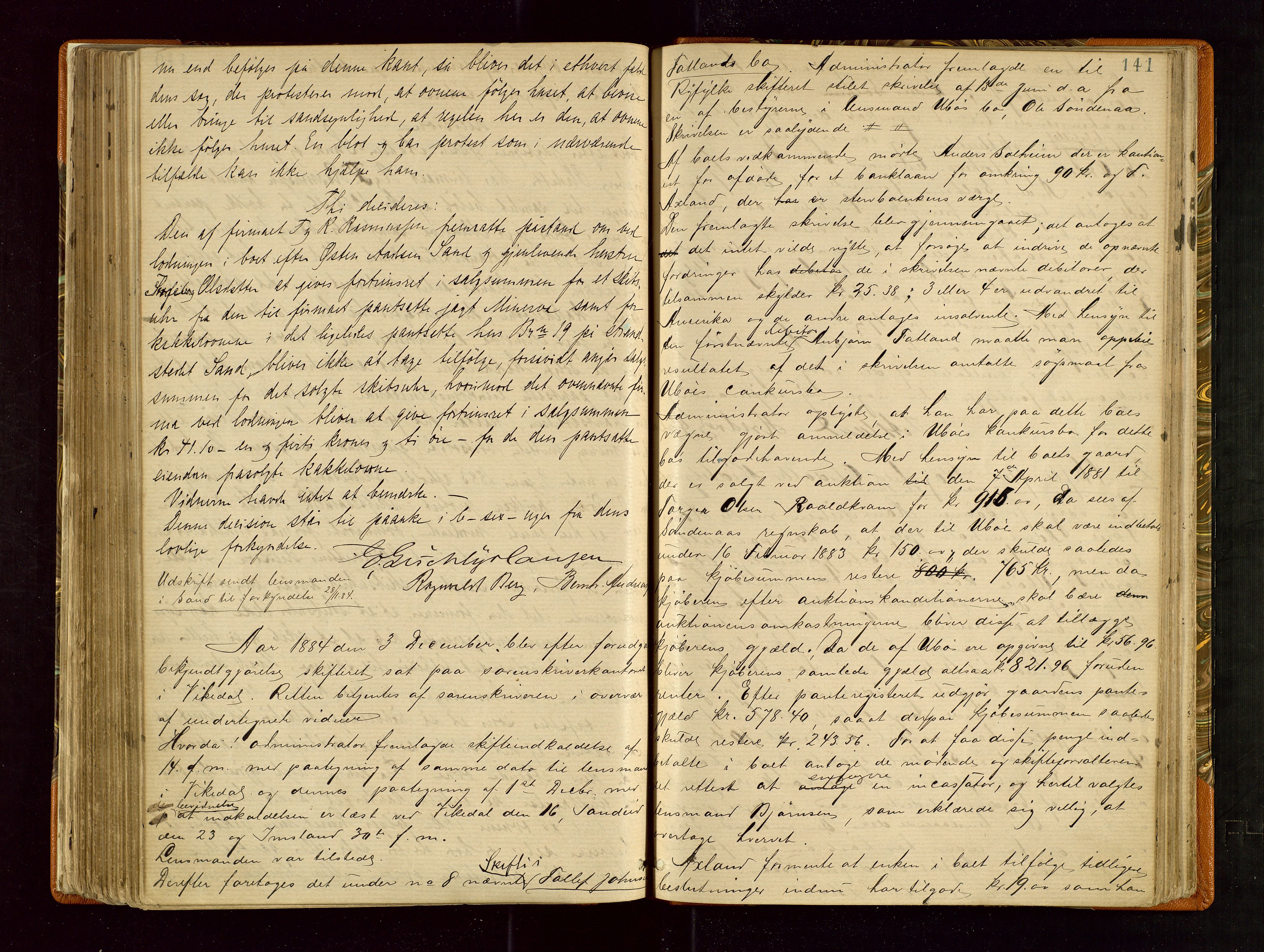 Ryfylke tingrett, AV/SAST-A-100055/001/IV/IVF/L0004: Skifteforhandlingsprotokoll A 4, 1880-1885, s. 141