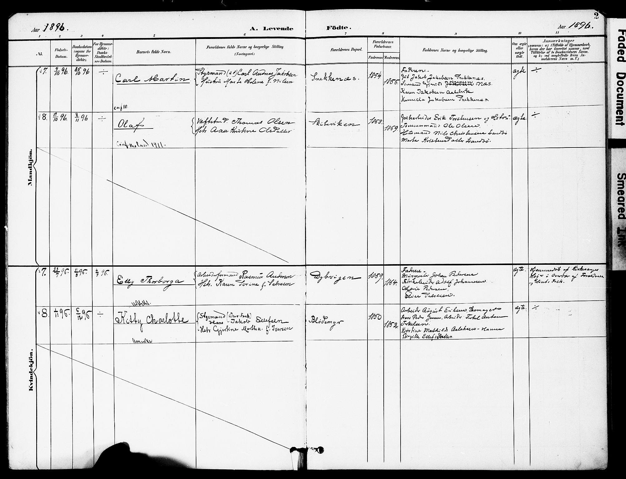 Austre Moland sokneprestkontor, AV/SAK-1111-0001/F/Fa/Fab/L0002: Ministerialbok nr. A 2, 1894-1919, s. 2