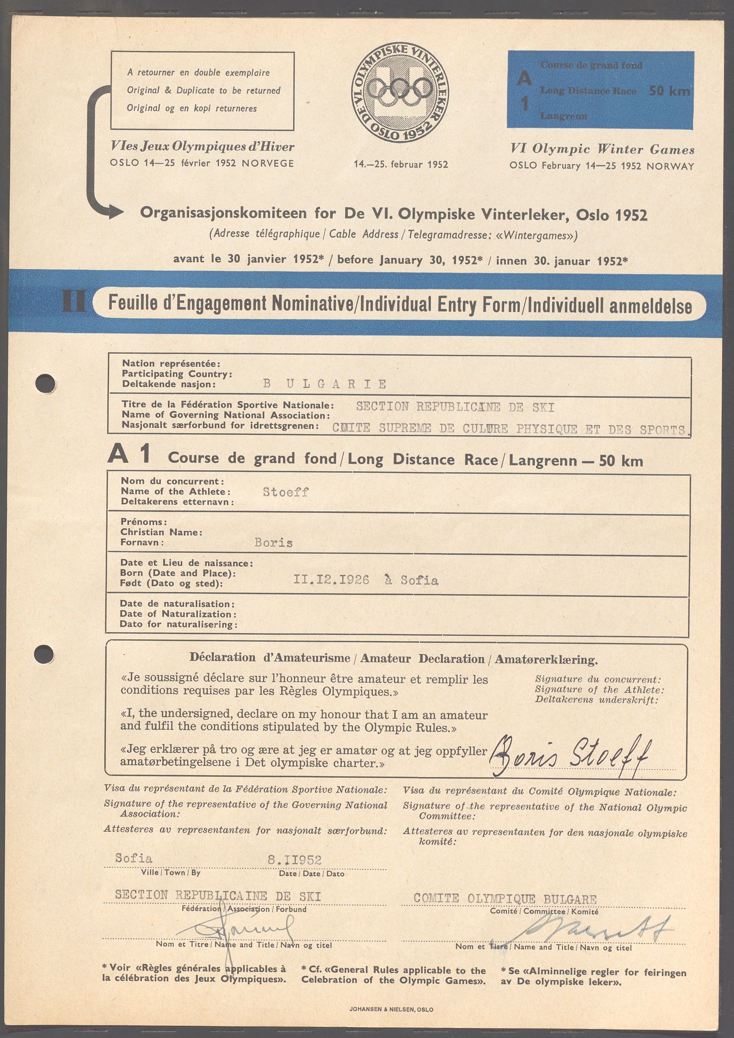 Organisasjonskomiteen for de VI. olympiske vinterleker, OBA/A-20130/H/Ha, 1951-1952, s. 8