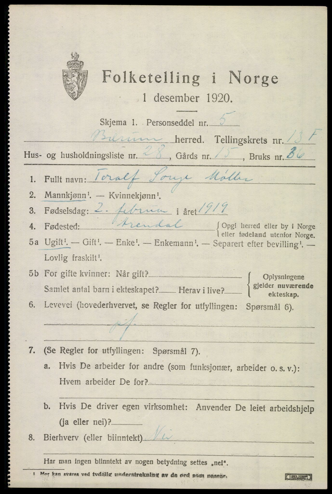 SAO, Folketelling 1920 for 0219 Bærum herred, 1920, s. 39474