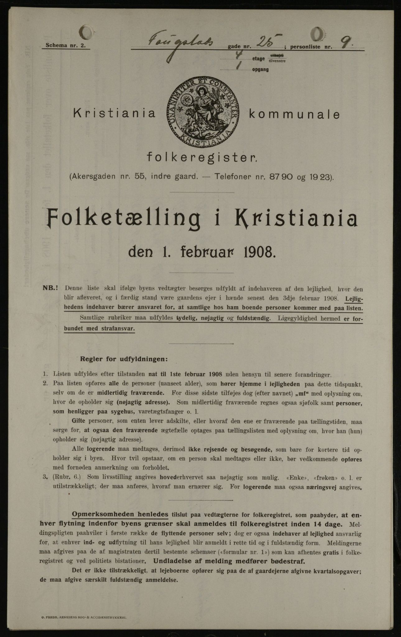 OBA, Kommunal folketelling 1.2.1908 for Kristiania kjøpstad, 1908, s. 22970