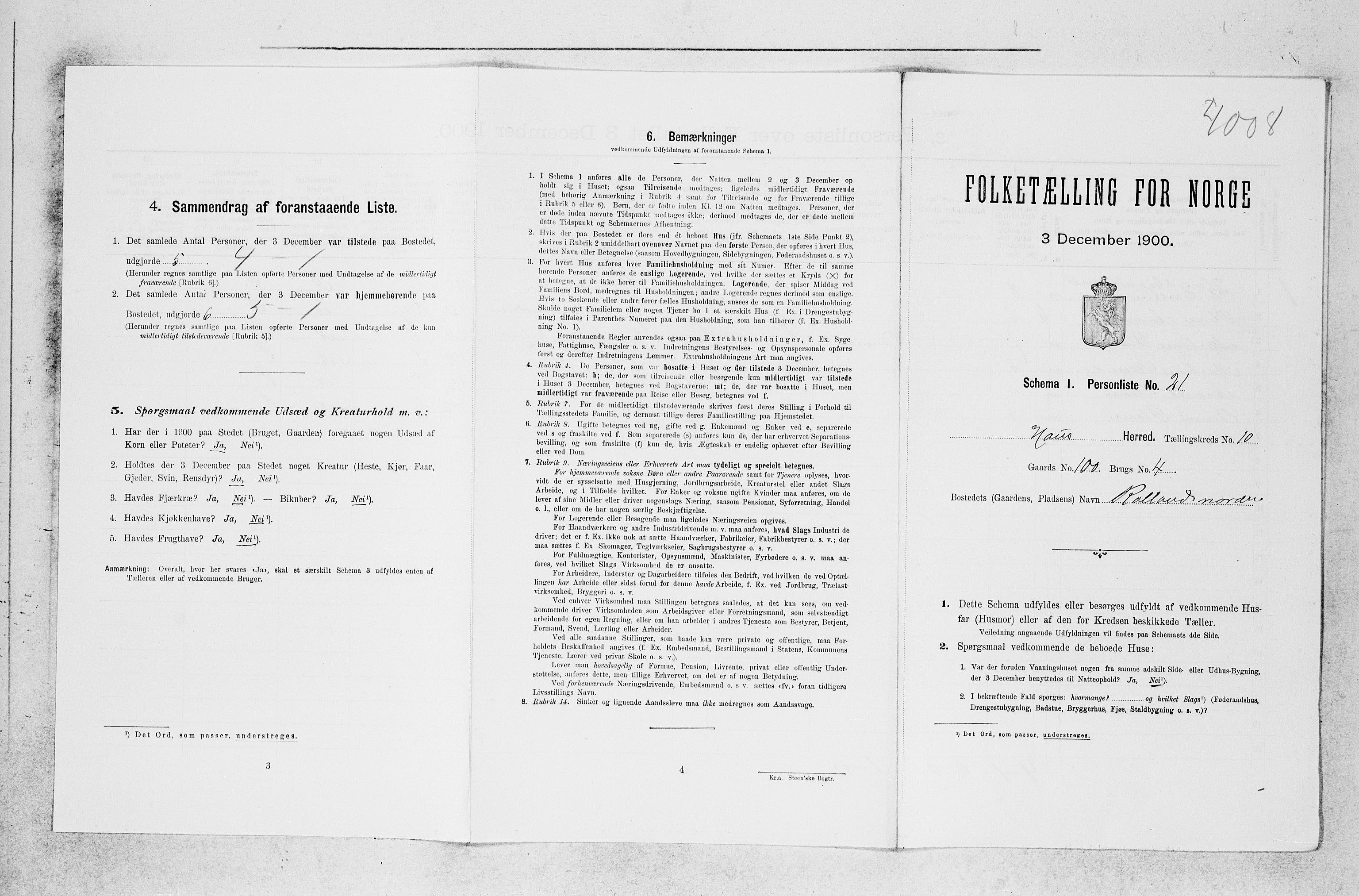SAB, Folketelling 1900 for 1250 Haus herred, 1900, s. 1144