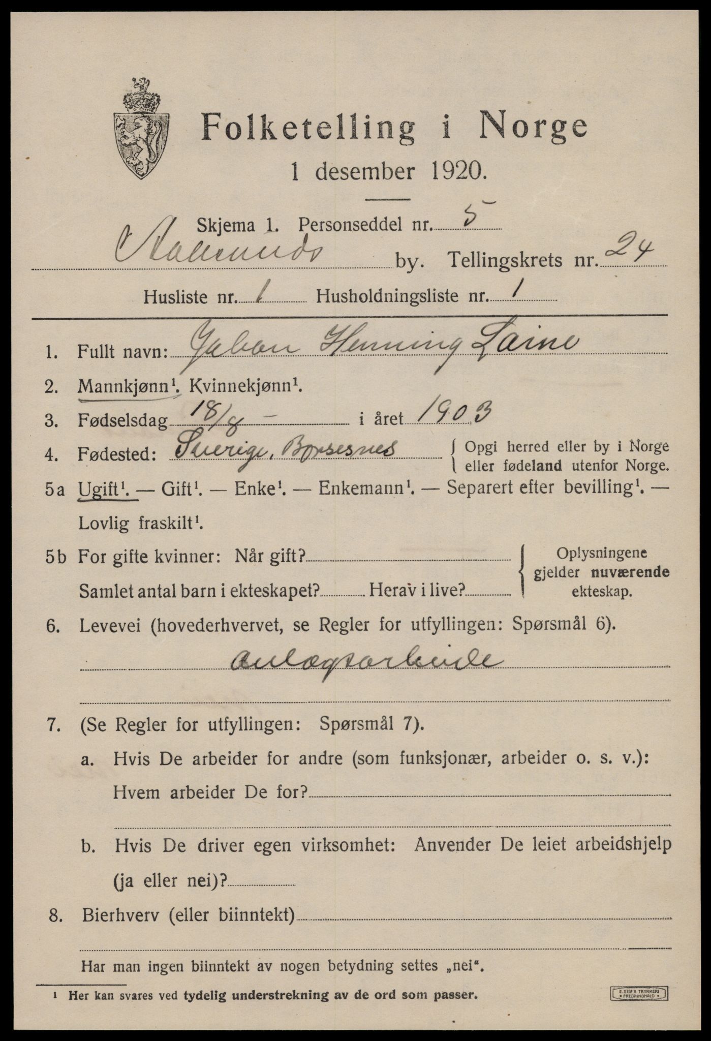 SAT, Folketelling 1920 for 1501 Ålesund kjøpstad, 1920, s. 43226