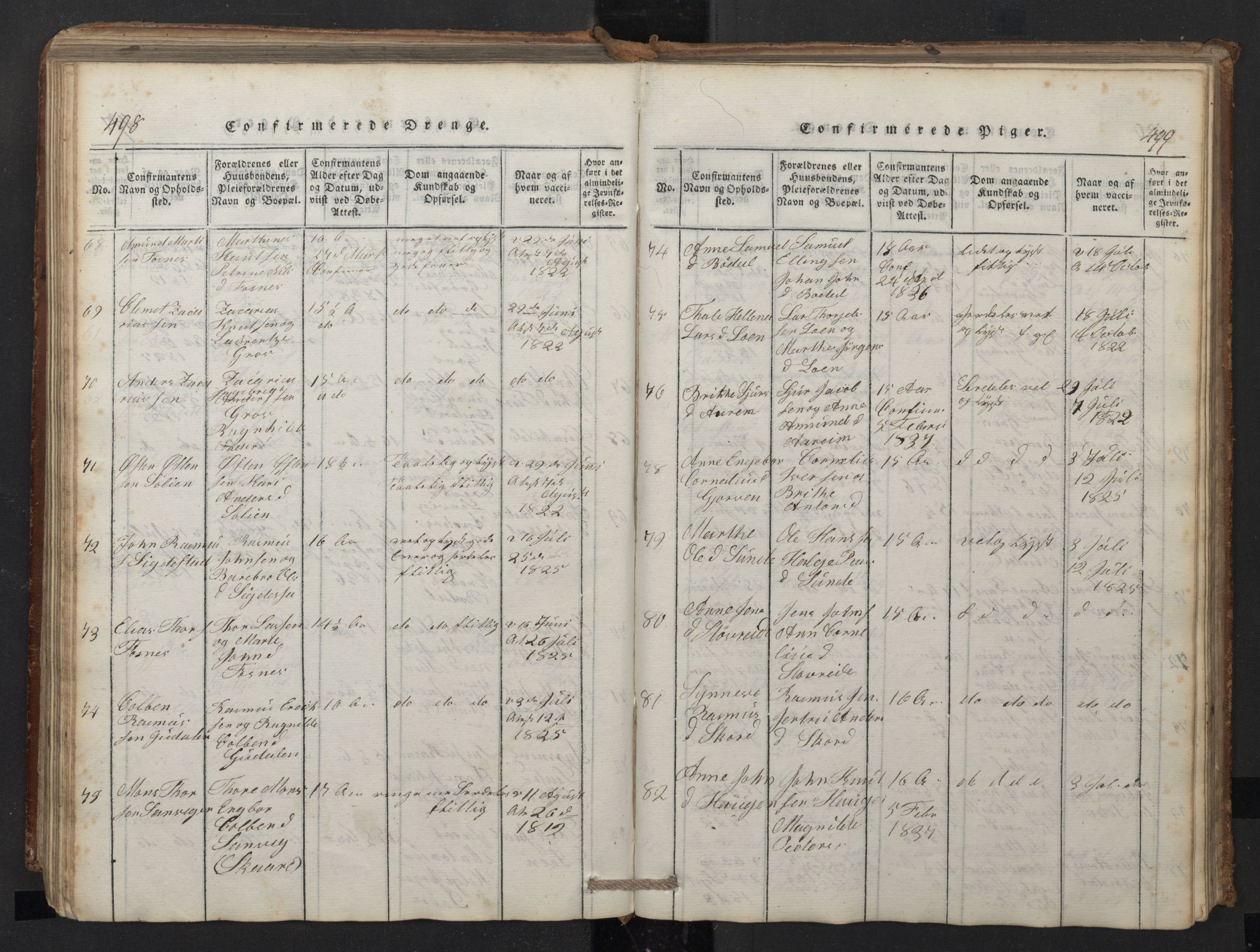Stryn Sokneprestembete, AV/SAB-A-82501: Klokkerbok nr. A 1, 1816-1844, s. 498-499
