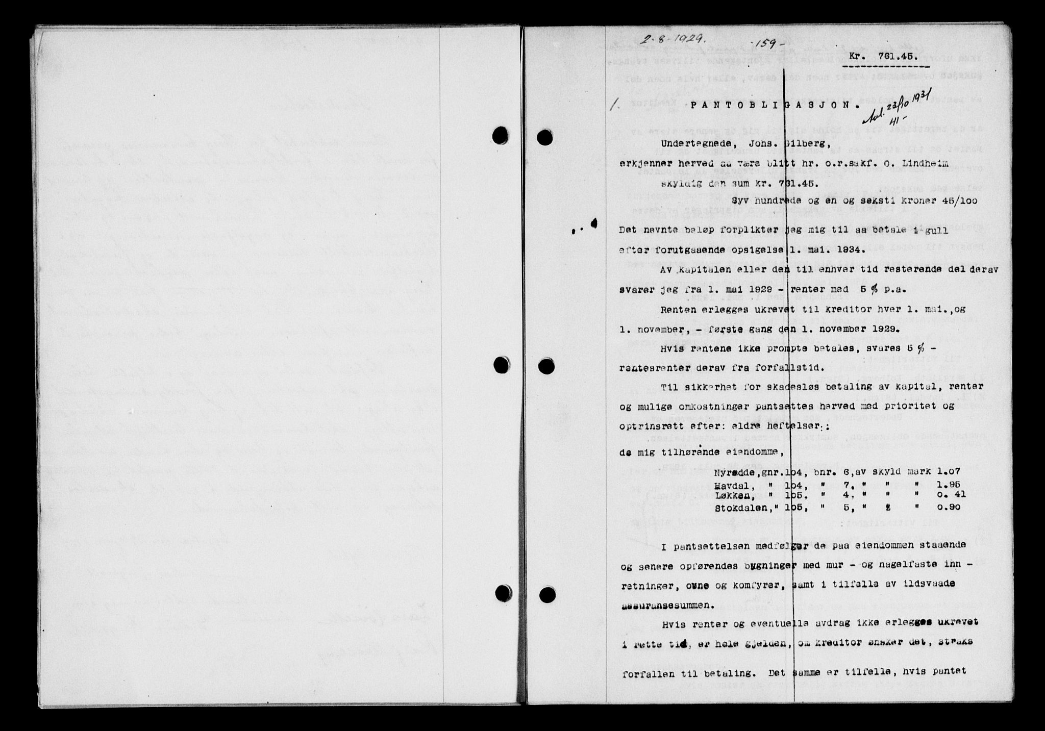 Gauldal sorenskriveri, SAT/A-0014/1/2/2C/L0038: Pantebok nr. 39, 1929-1930, Tingl.dato: 02.08.1929