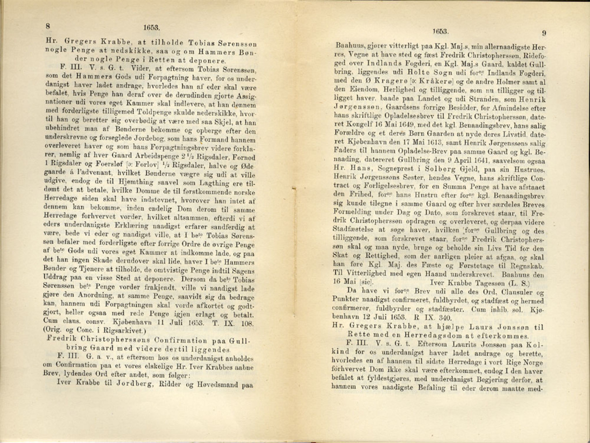 Publikasjoner utgitt av Det Norske Historiske Kildeskriftfond, PUBL/-/-/-: Norske Rigs-Registranter, bind 11, 1653-1656, s. 8-9