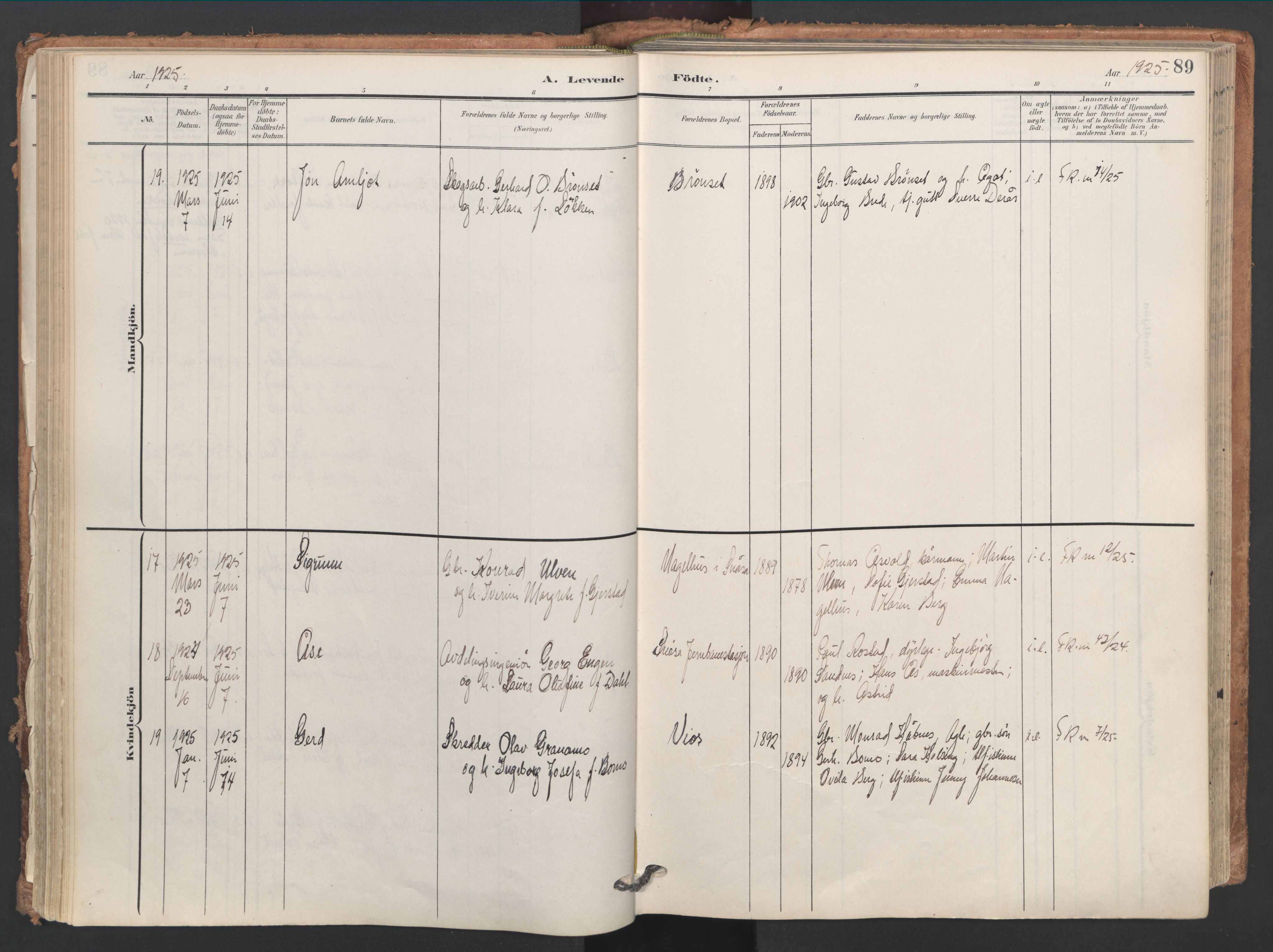 Ministerialprotokoller, klokkerbøker og fødselsregistre - Nord-Trøndelag, AV/SAT-A-1458/749/L0477: Ministerialbok nr. 749A11, 1902-1927, s. 89