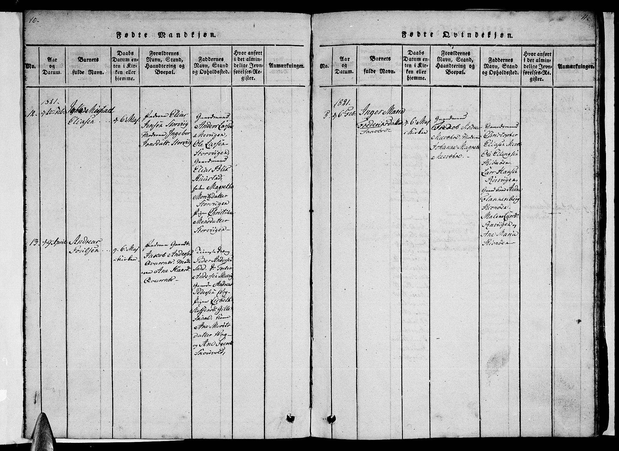 Ministerialprotokoller, klokkerbøker og fødselsregistre - Nordland, AV/SAT-A-1459/805/L0105: Klokkerbok nr. 805C01, 1820-1839, s. 10-11