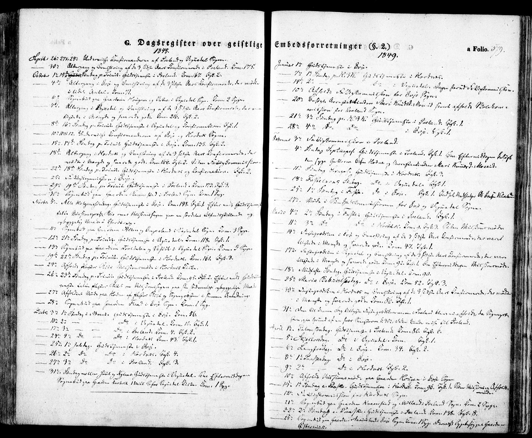 Evje sokneprestkontor, AV/SAK-1111-0008/F/Fa/Faa/L0005: Ministerialbok nr. A 5, 1843-1865, s. 579