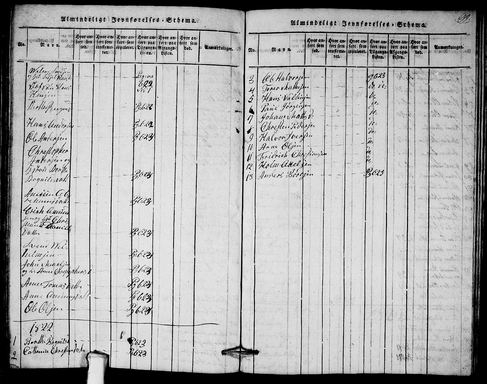 Askim prestekontor Kirkebøker, AV/SAO-A-10900/G/Ga/L0001: Klokkerbok nr. 1, 1817-1846, s. 698-699