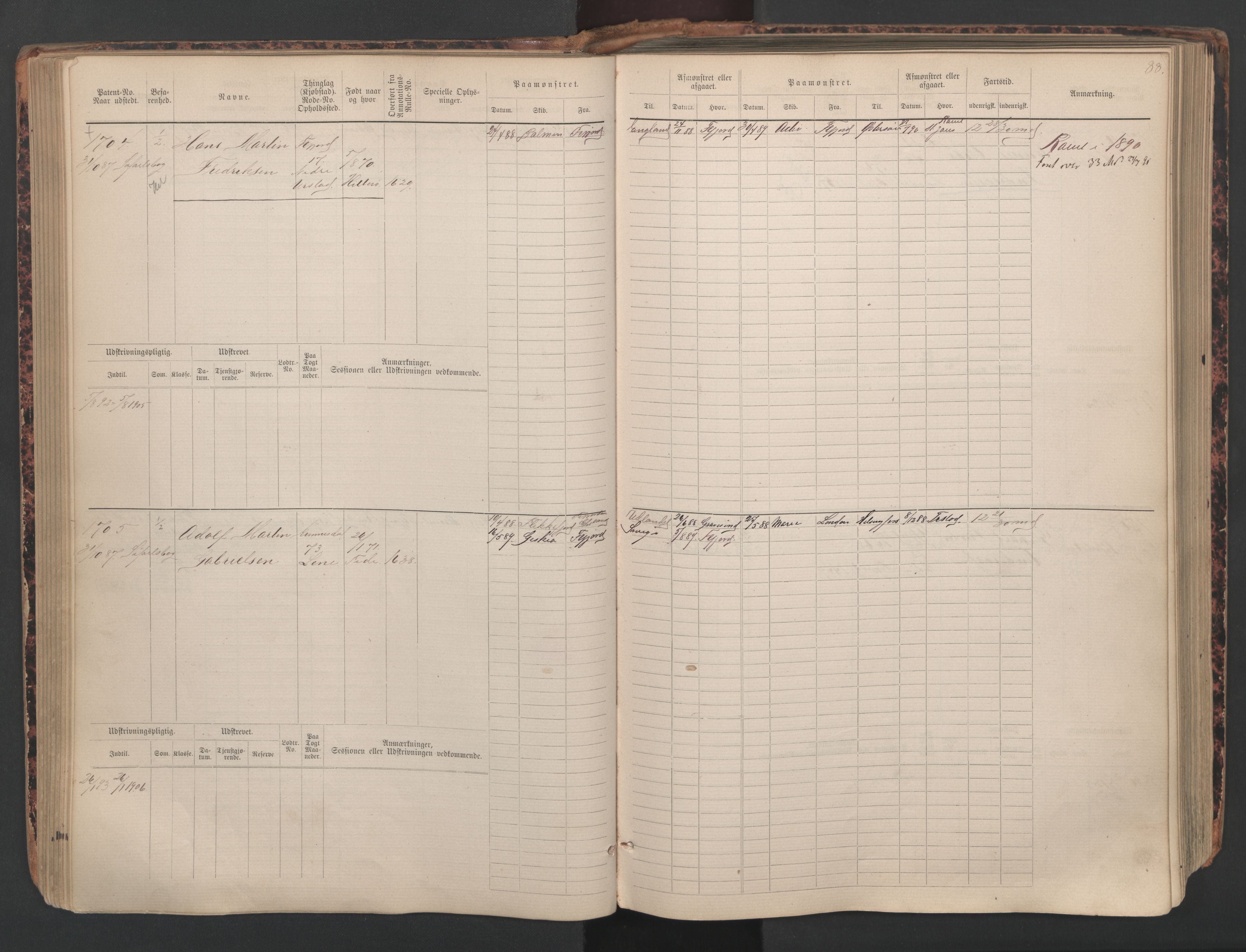 Flekkefjord mønstringskrets, AV/SAK-2031-0018/F/Fb/L0010: Hovedrulle nr 1534-2329, Æ-7, 1884-1948, s. 90