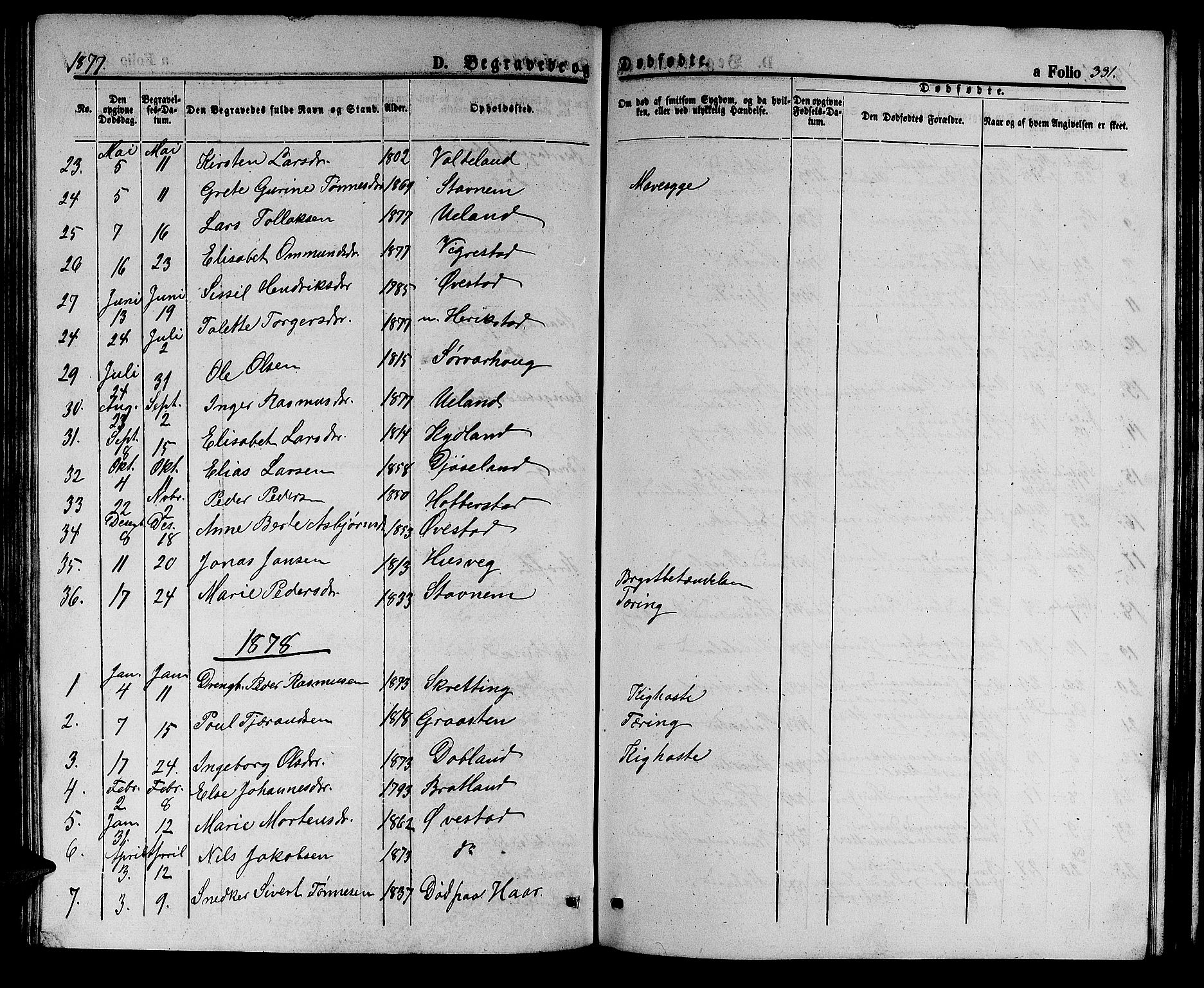 Hå sokneprestkontor, AV/SAST-A-101801/001/30BB/L0002: Klokkerbok nr. B 2, 1854-1883, s. 331