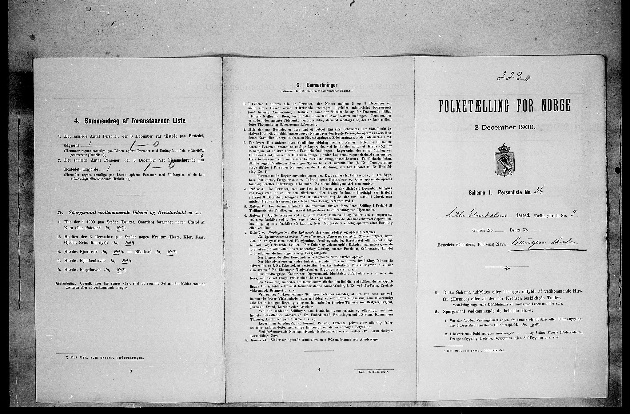 SAH, Folketelling 1900 for 0438 Lille Elvedalen herred, 1900, s. 308