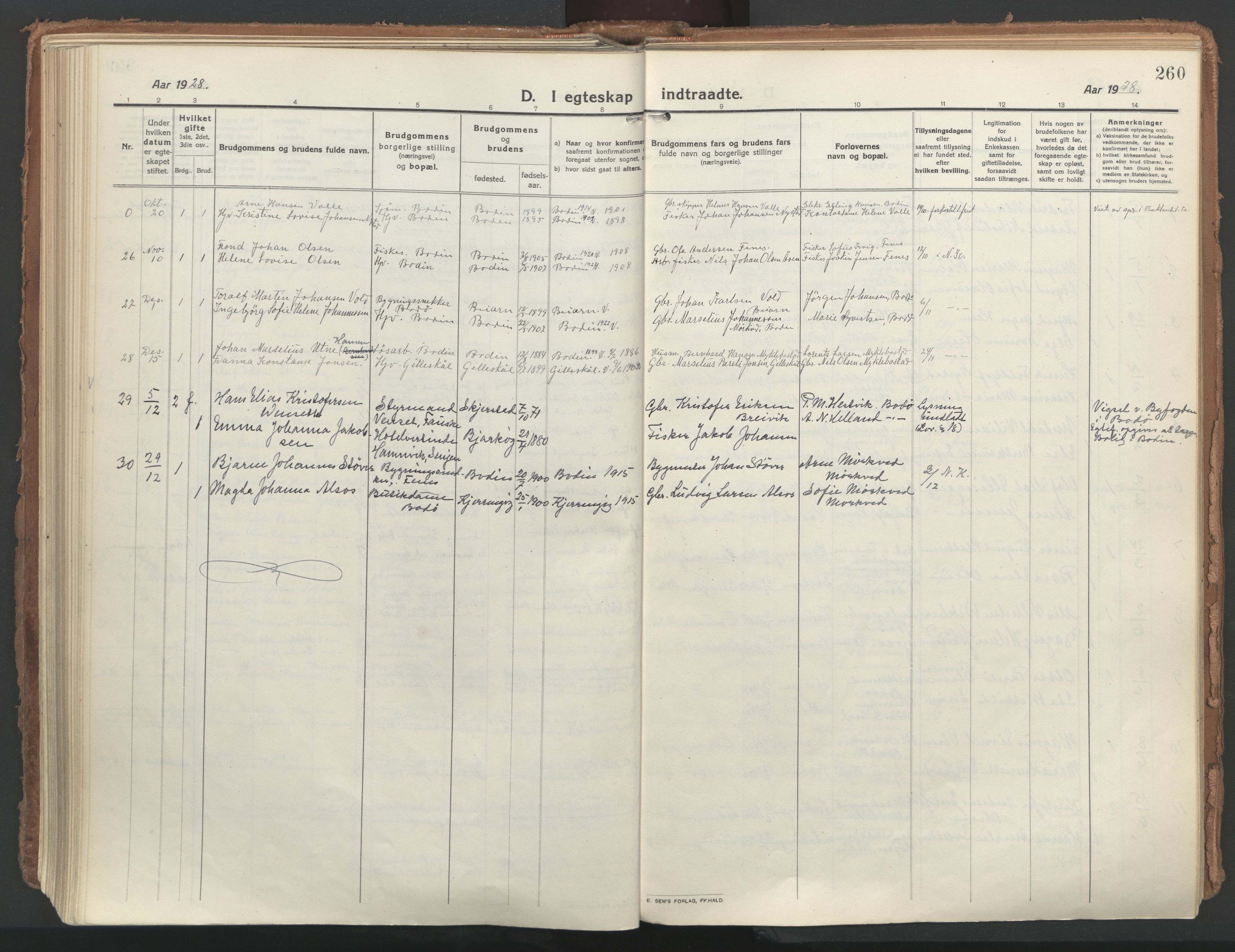 Ministerialprotokoller, klokkerbøker og fødselsregistre - Nordland, AV/SAT-A-1459/802/L0060: Ministerialbok nr. 802A07, 1916-1933, s. 260