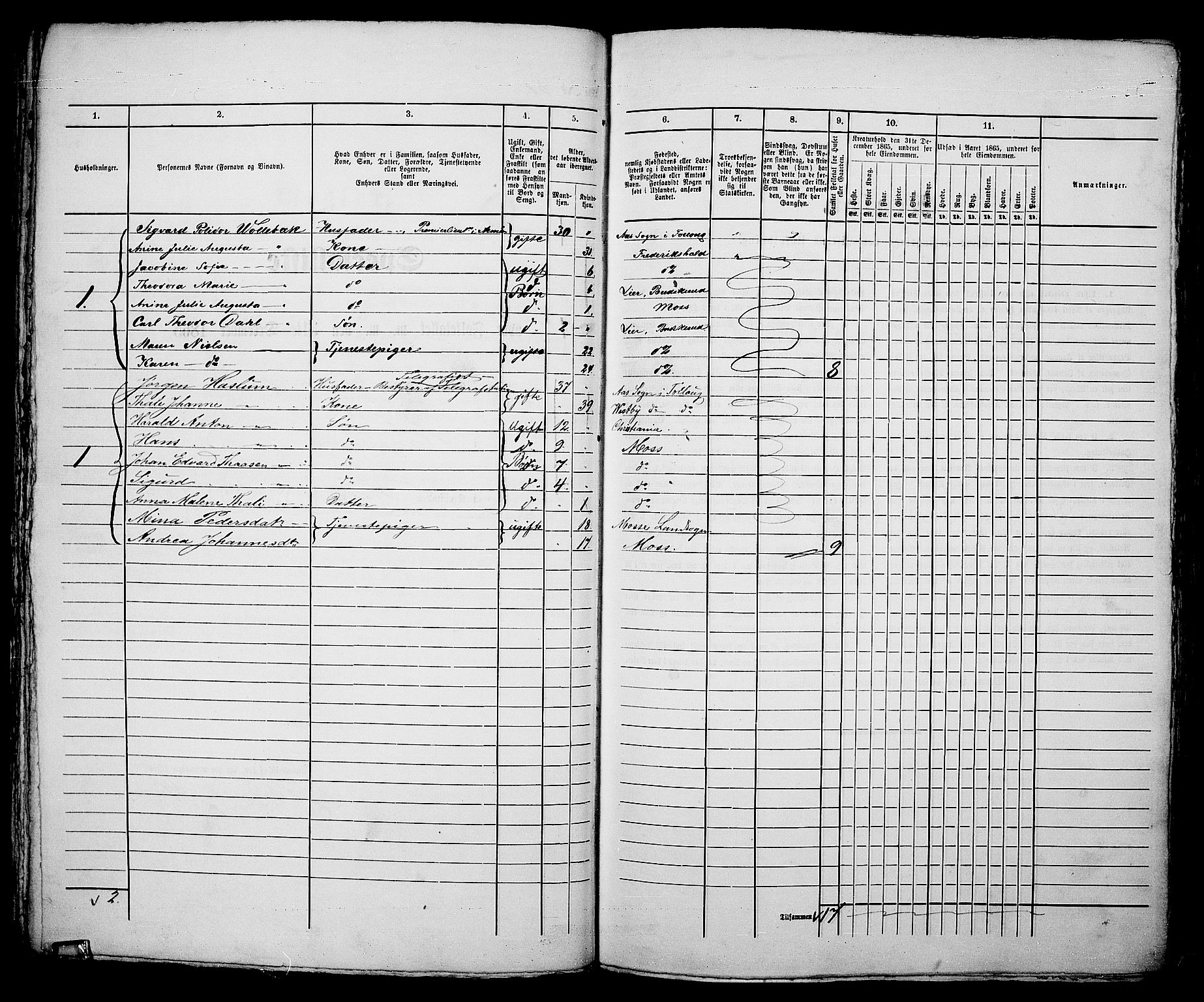 RA, Folketelling 1865 for 0104B Moss prestegjeld, Moss kjøpstad, 1865, s. 168