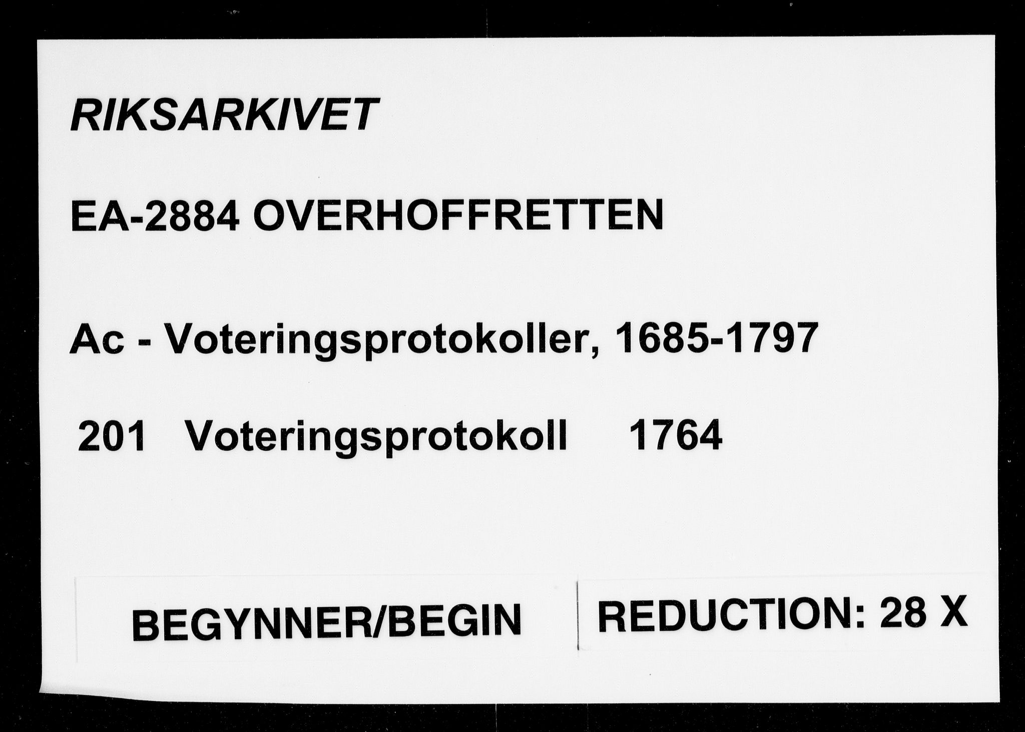 Overhoffretten 1667-1797, AV/RA-EA-2884/Ac/L0201: Voteringsprotokoll, 1764