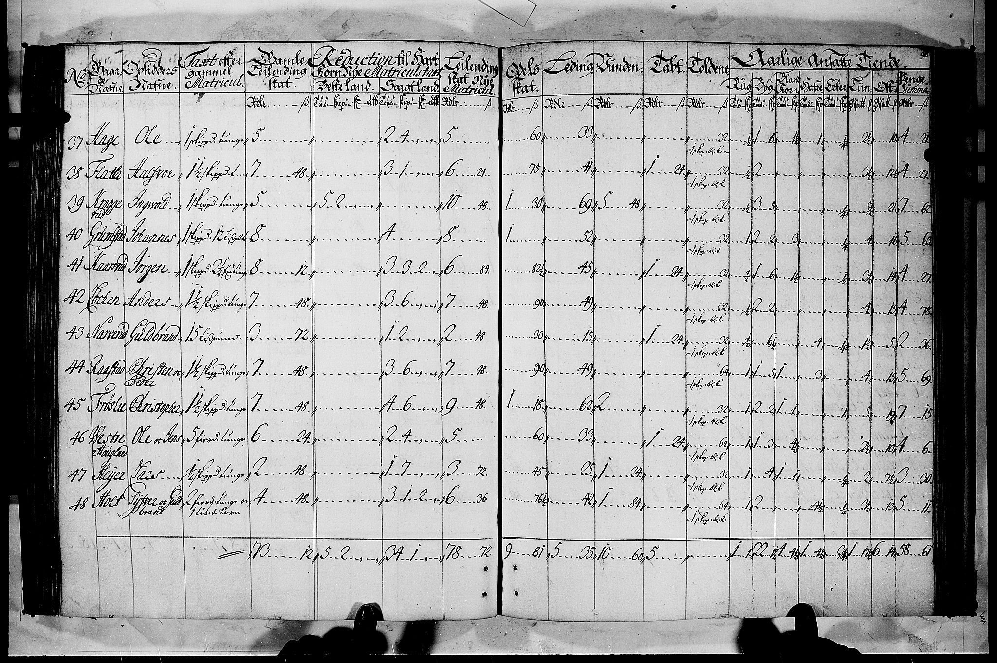 Rentekammeret inntil 1814, Realistisk ordnet avdeling, RA/EA-4070/N/Nb/Nbf/L0105: Hadeland, Toten og Valdres matrikkelprotokoll, 1723, s. 95b-96a