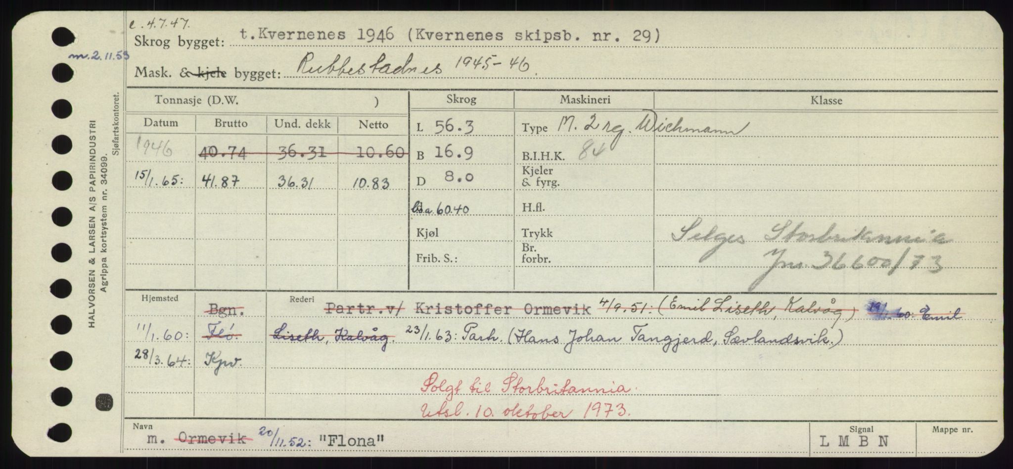 Sjøfartsdirektoratet med forløpere, Skipsmålingen, RA/S-1627/H/Hd/L0011: Fartøy, Fla-Får, s. 43