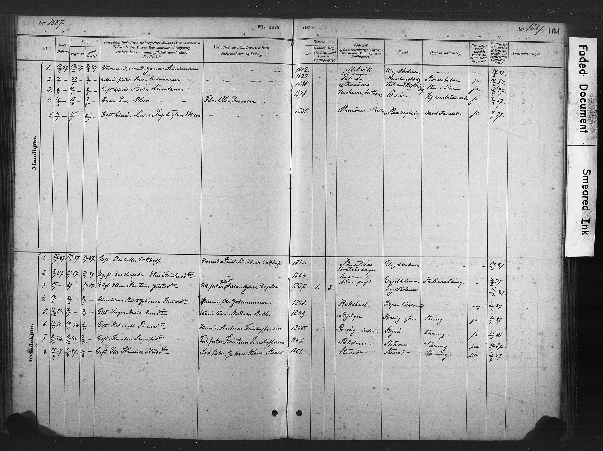 Ministerialprotokoller, klokkerbøker og fødselsregistre - Møre og Romsdal, AV/SAT-A-1454/583/L0954: Ministerialbok nr. 583A01, 1880-1906, s. 164