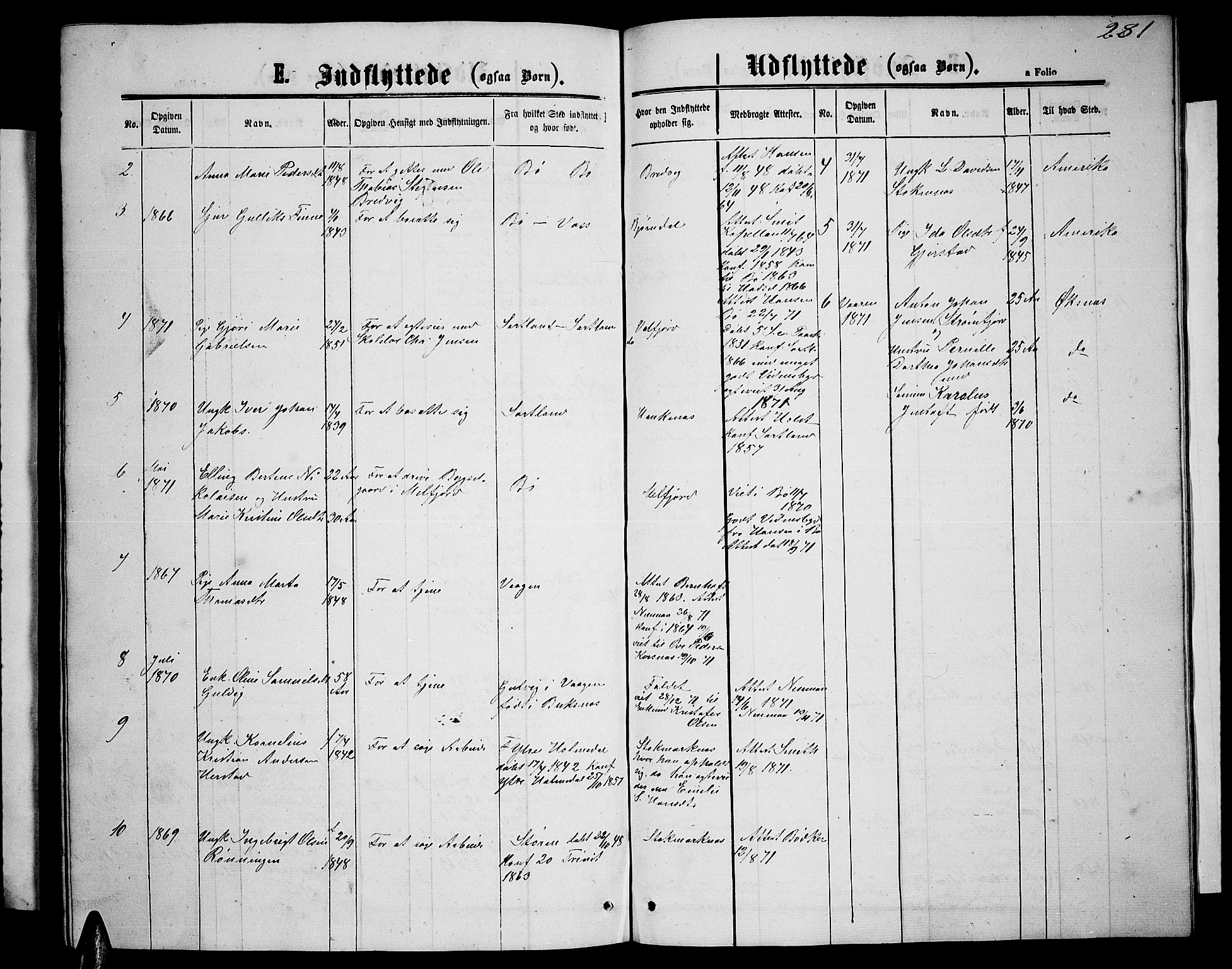 Ministerialprotokoller, klokkerbøker og fødselsregistre - Nordland, AV/SAT-A-1459/888/L1266: Klokkerbok nr. 888C04, 1864-1877, s. 281