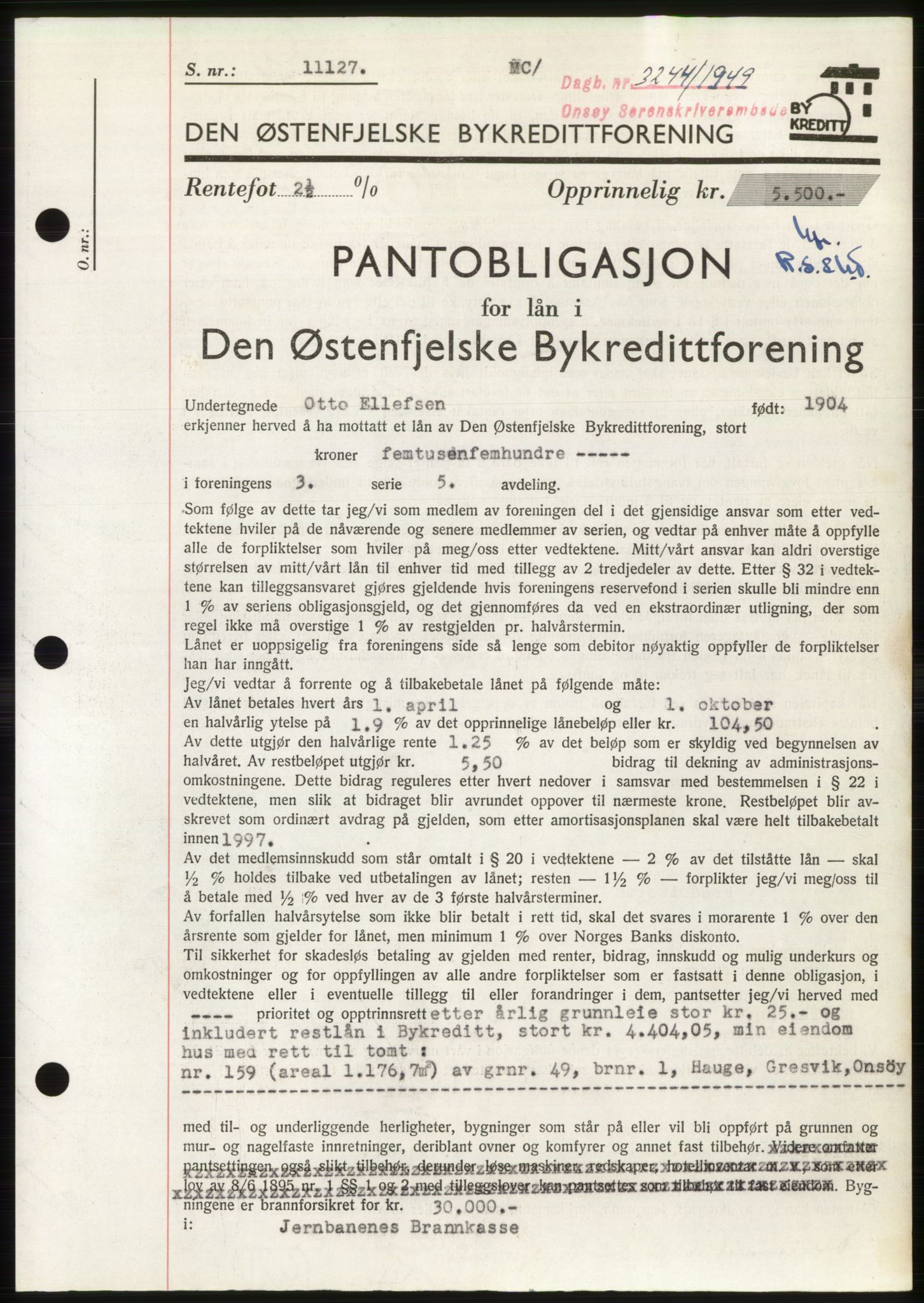 Onsøy sorenskriveri, SAO/A-10474/G/Ga/Gac/L0009: Pantebok nr. B 13-9, 1949-1950, Dagboknr: 3244/1949