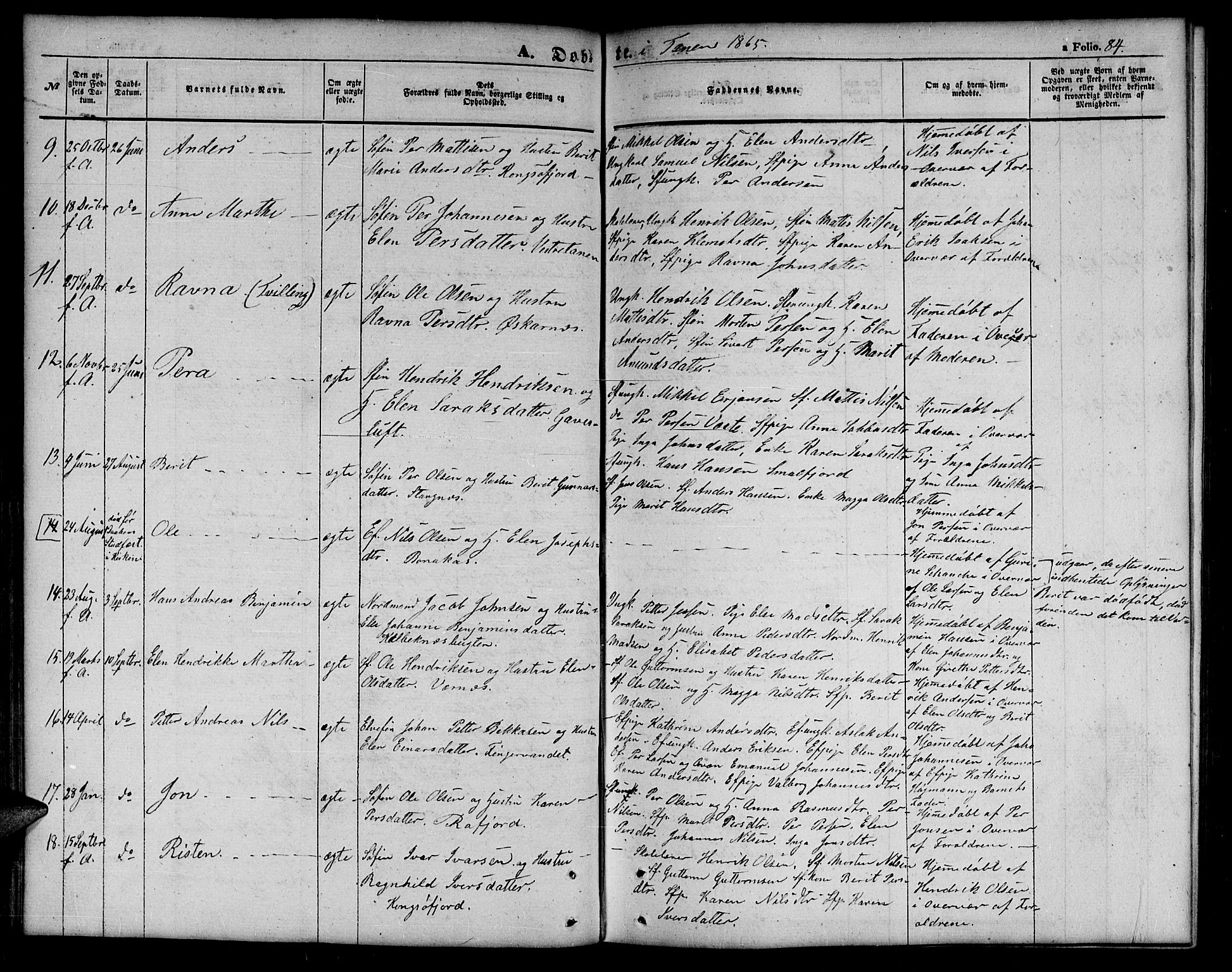 Tana sokneprestkontor, AV/SATØ-S-1334/H/Hb/L0001klokker: Klokkerbok nr. 1 /1, 1853-1867, s. 84