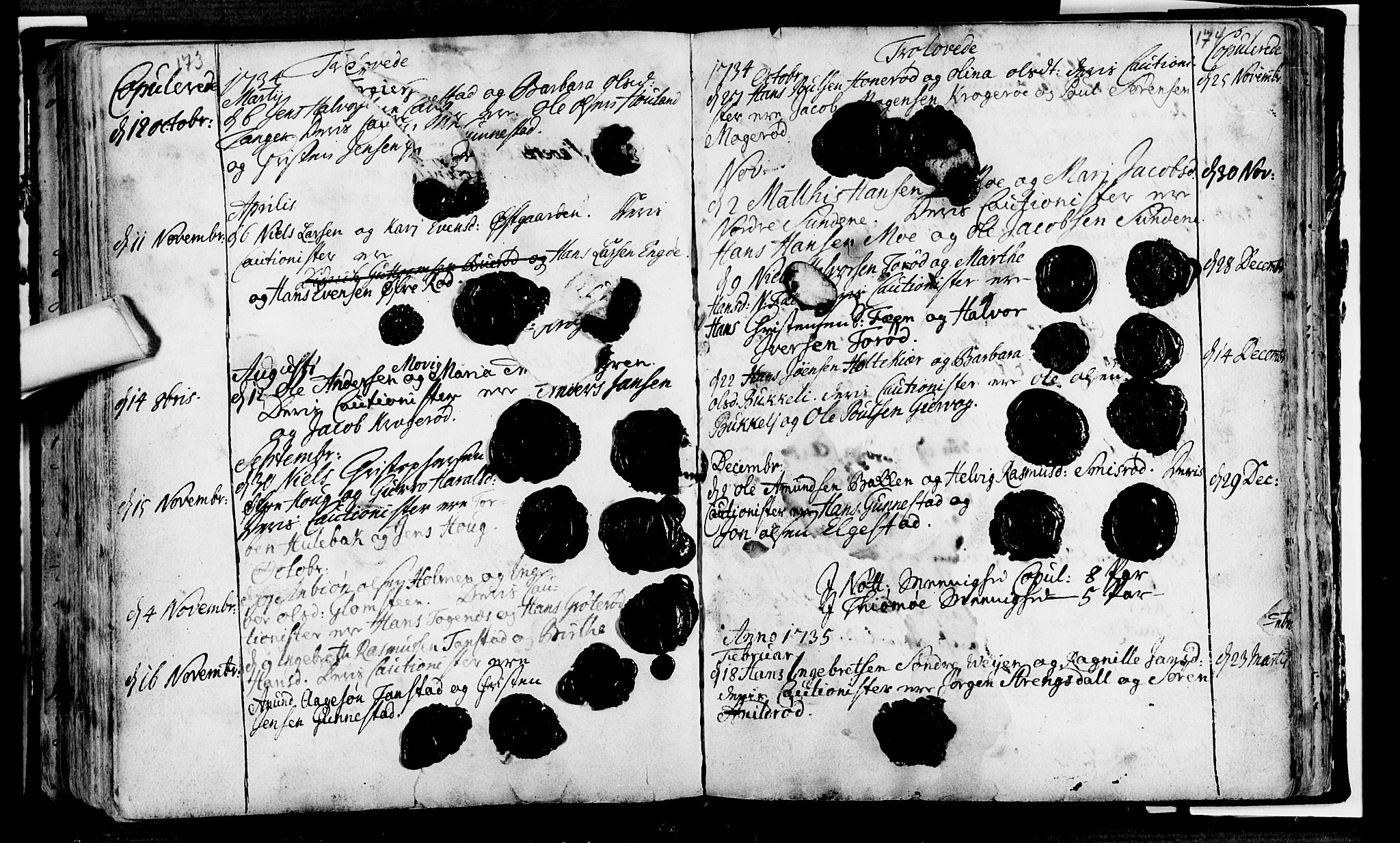 Nøtterøy kirkebøker, AV/SAKO-A-354/F/Fa/L0001: Ministerialbok nr. I 1, 1686-1738, s. 173-174