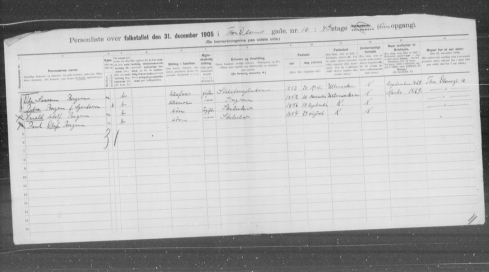 OBA, Kommunal folketelling 31.12.1905 for Kristiania kjøpstad, 1905, s. 57336