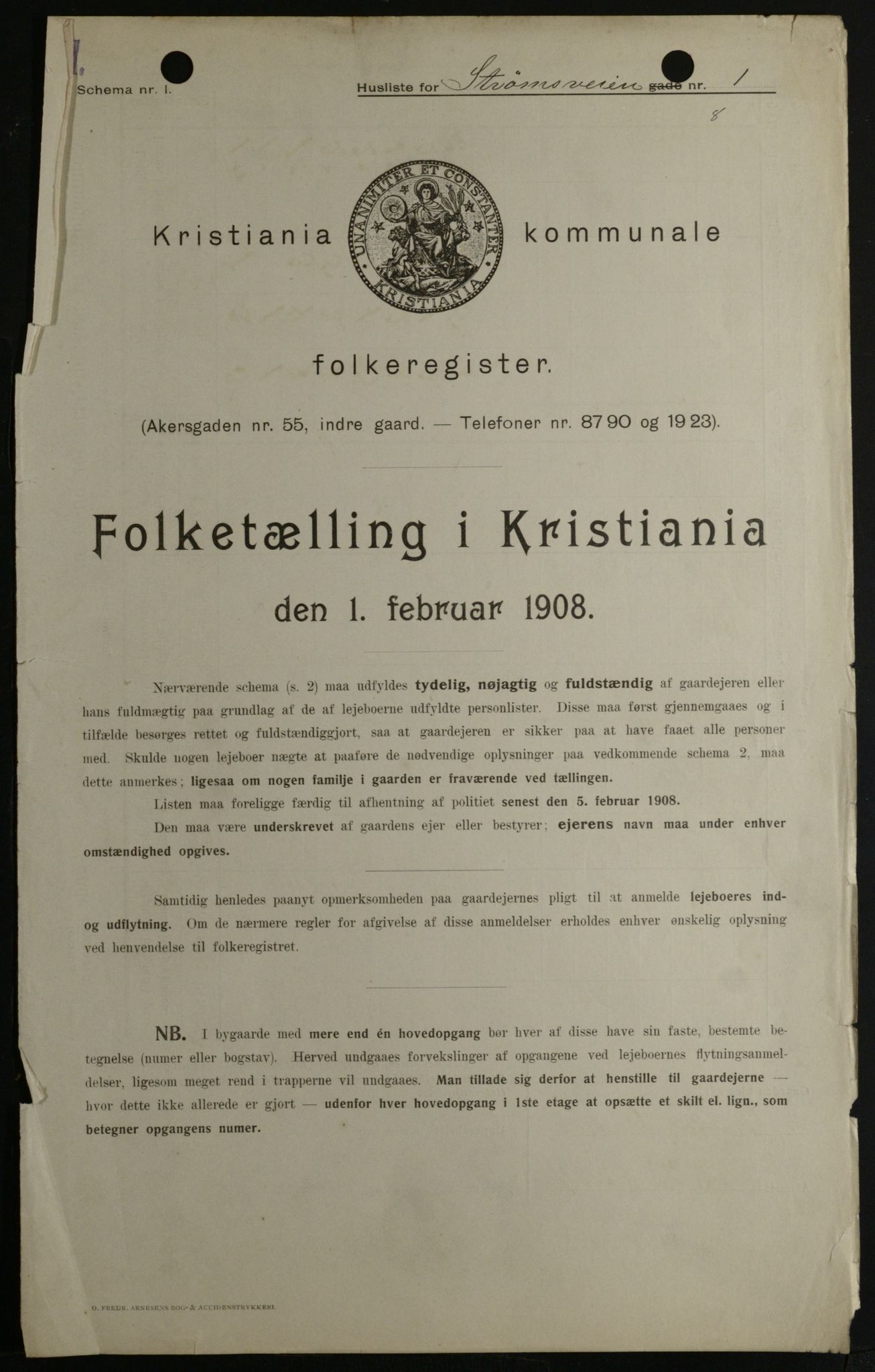 OBA, Kommunal folketelling 1.2.1908 for Kristiania kjøpstad, 1908, s. 93473