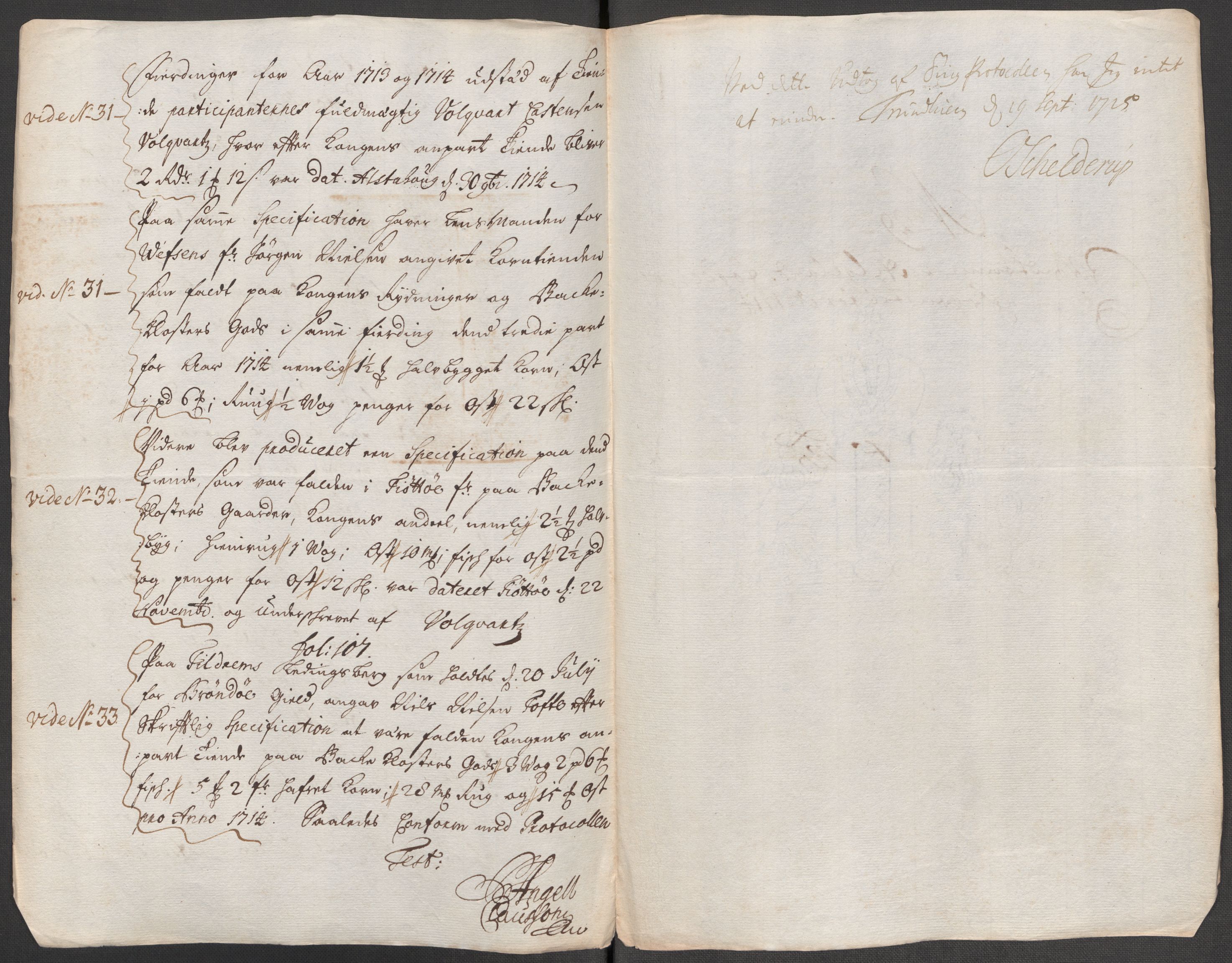 Rentekammeret inntil 1814, Reviderte regnskaper, Fogderegnskap, RA/EA-4092/R65/L4513: Fogderegnskap Helgeland, 1714-1715, s. 183