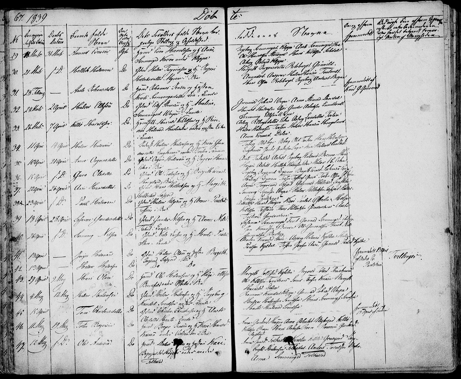 Bø kirkebøker, AV/SAKO-A-257/F/Fa/L0007: Ministerialbok nr. 7, 1831-1848, s. 67