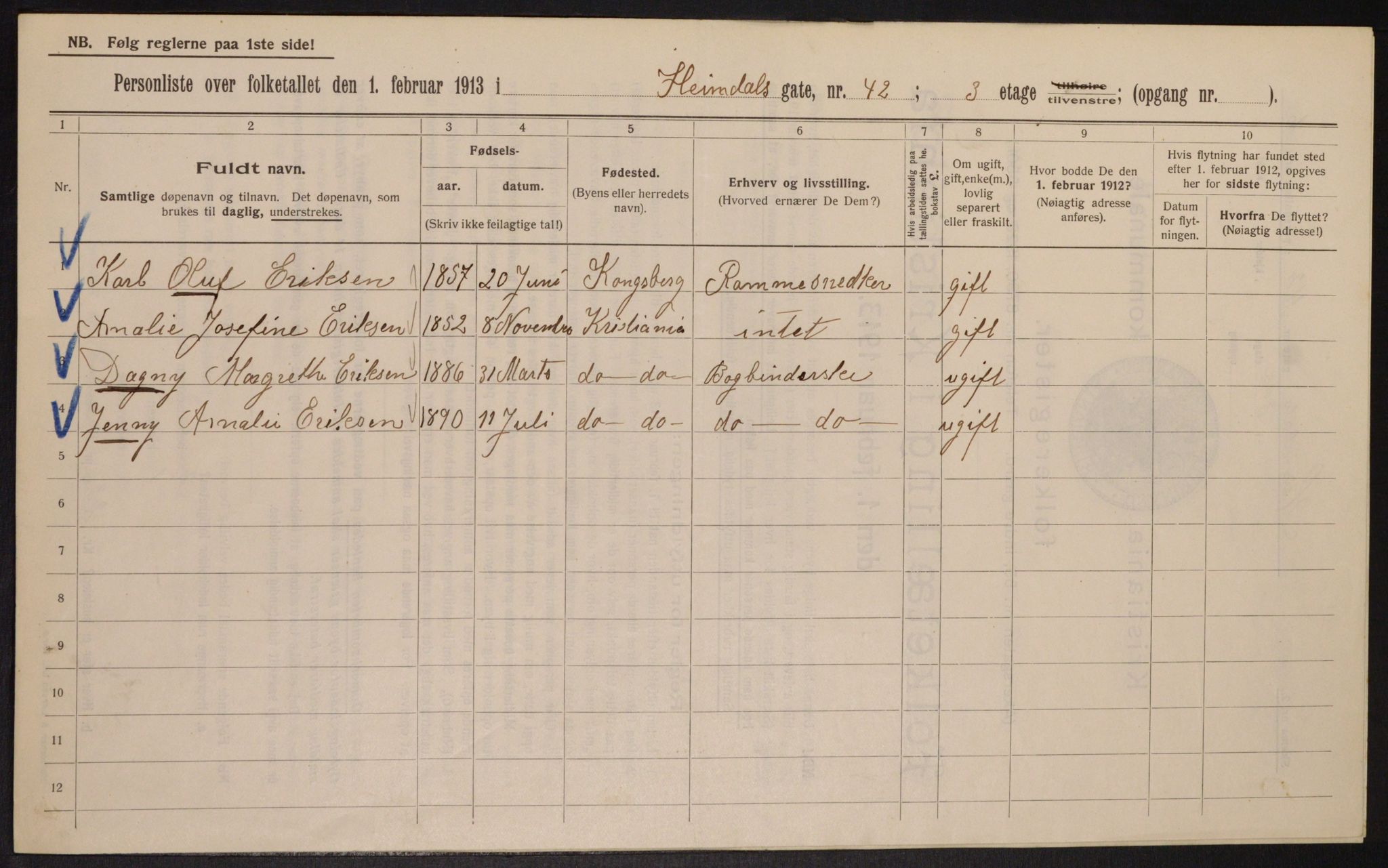 OBA, Kommunal folketelling 1.2.1913 for Kristiania, 1913, s. 37507