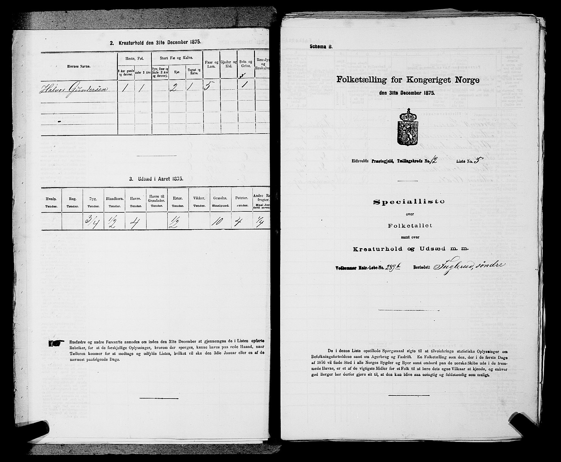 RA, Folketelling 1875 for 0237P Eidsvoll prestegjeld, 1875, s. 1855