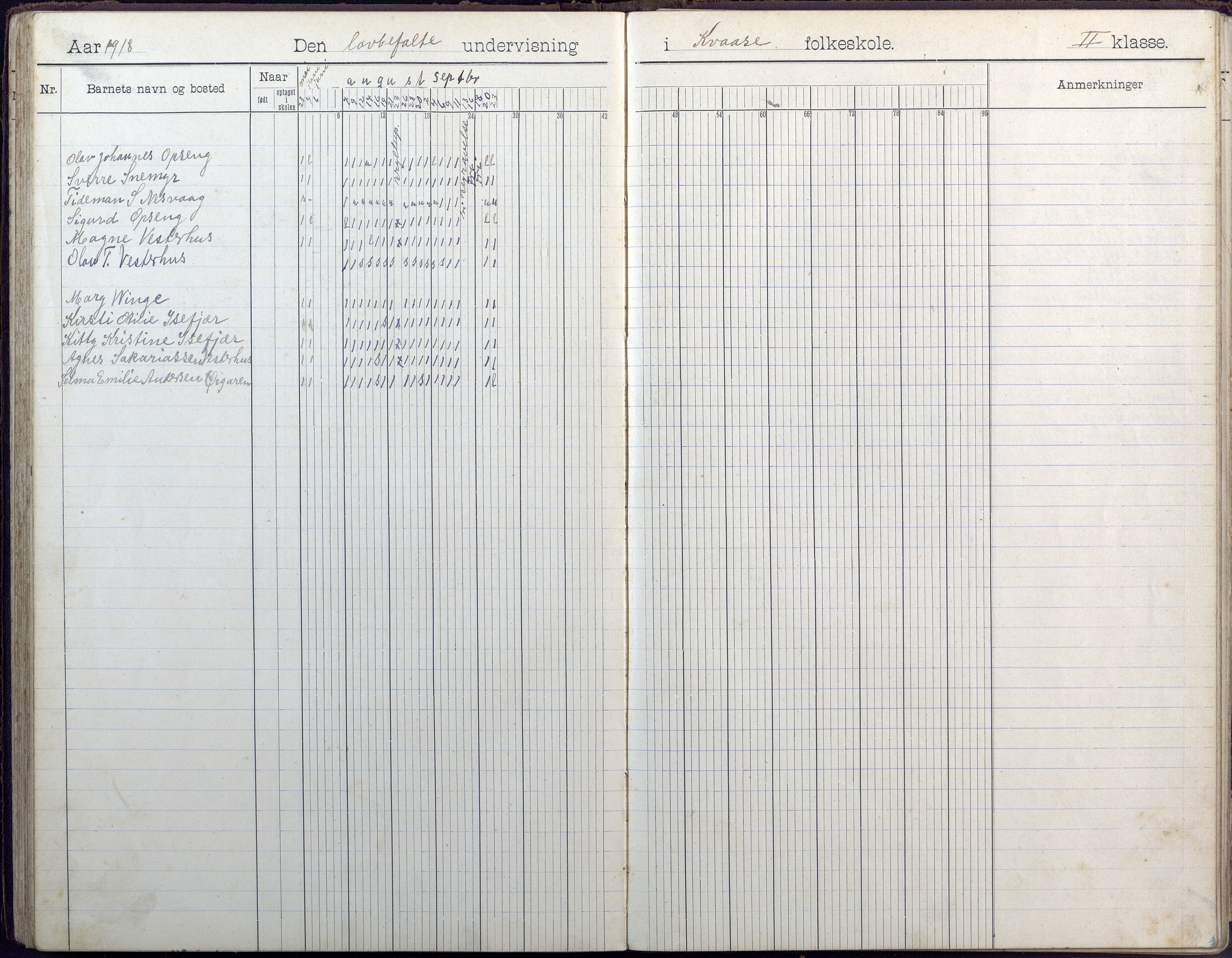 Høvåg kommune, AAMA/KA0927-PK/1/05/L0409: Dagbok, Kvåse folkeskole, 1908-1916