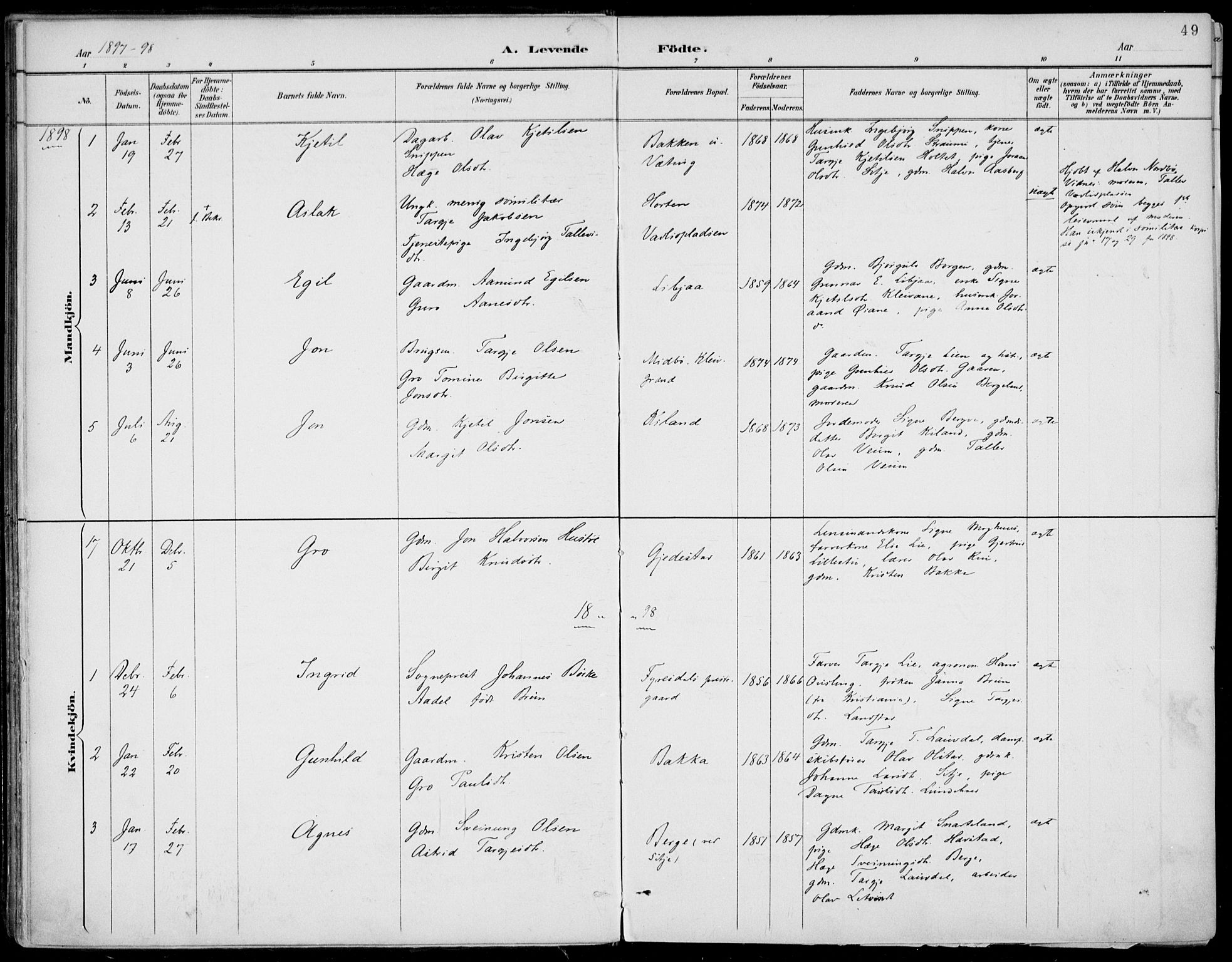 Fyresdal kirkebøker, AV/SAKO-A-263/F/Fa/L0007: Ministerialbok nr. I 7, 1887-1914, s. 49