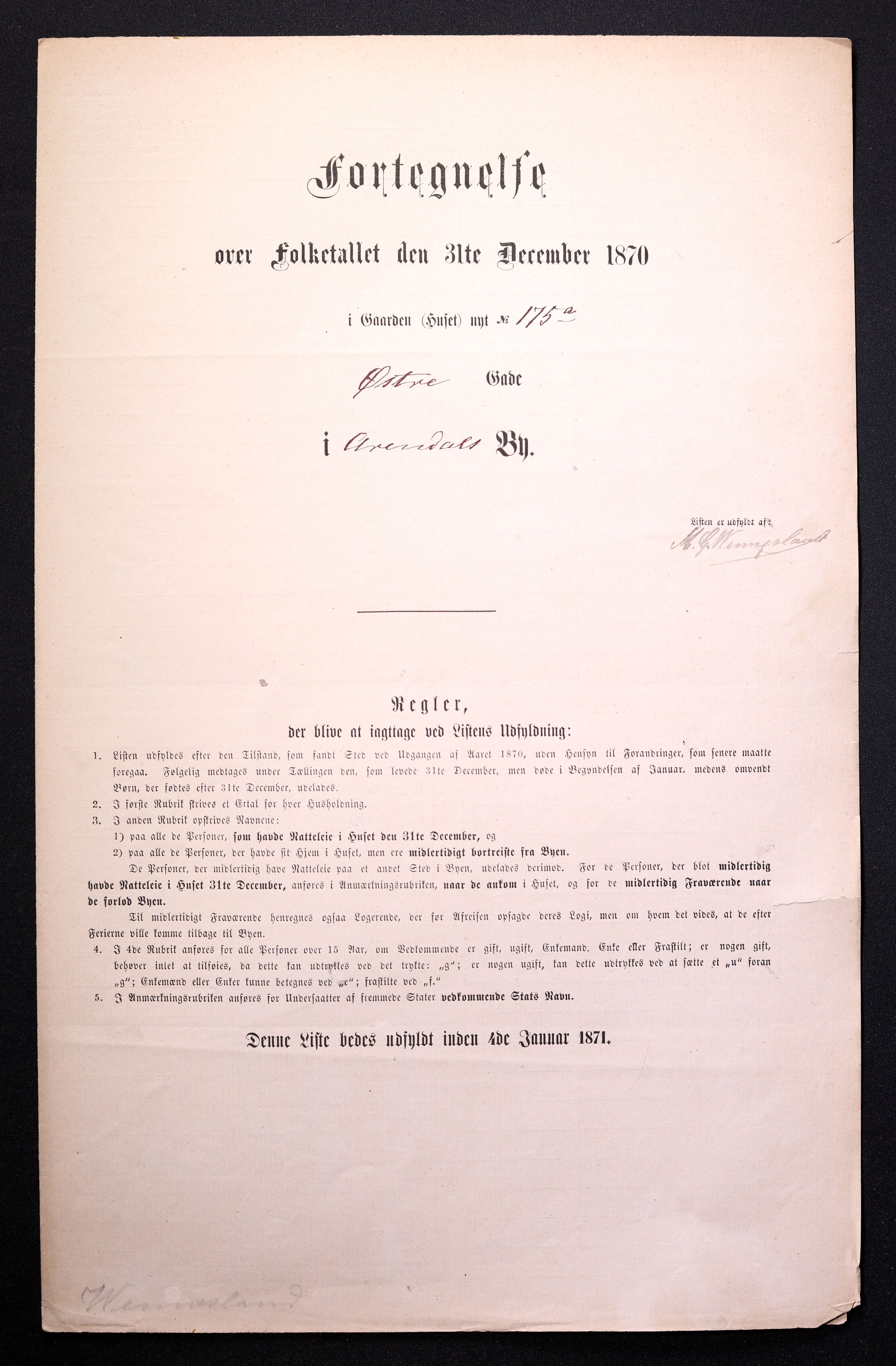 RA, Folketelling 1870 for 0903 Arendal kjøpstad, 1870, s. 442