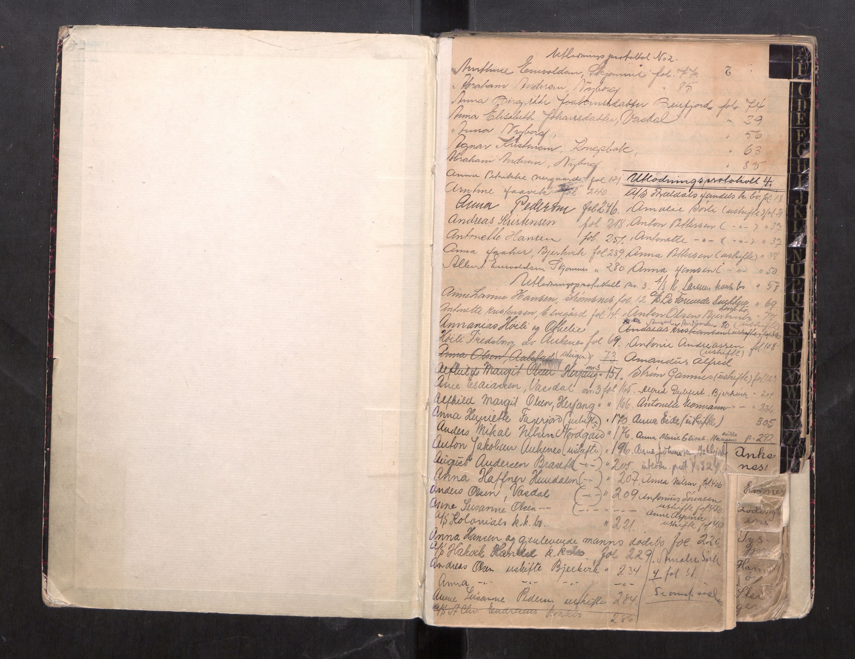 Steigen og Ofoten sorenskriveri, AV/SAT-A-0030/1/3/3C/L0002: Register til skifteslutningsprotokoll, 1917-1947