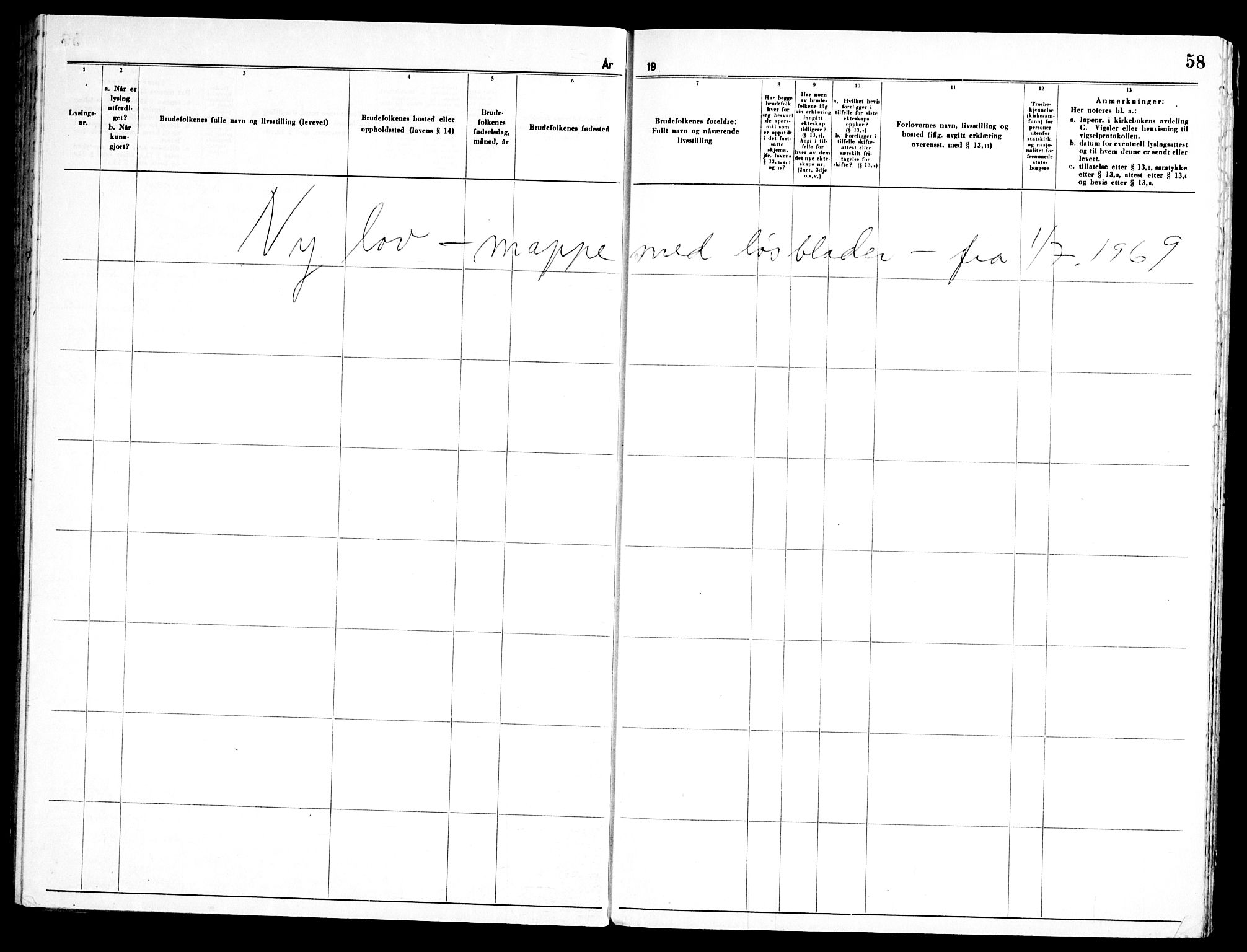 Drøbak prestekontor Kirkebøker, AV/SAO-A-10142a/H/Ha/L0001: Lysningsprotokoll nr. 1, 1956-1969, s. 58