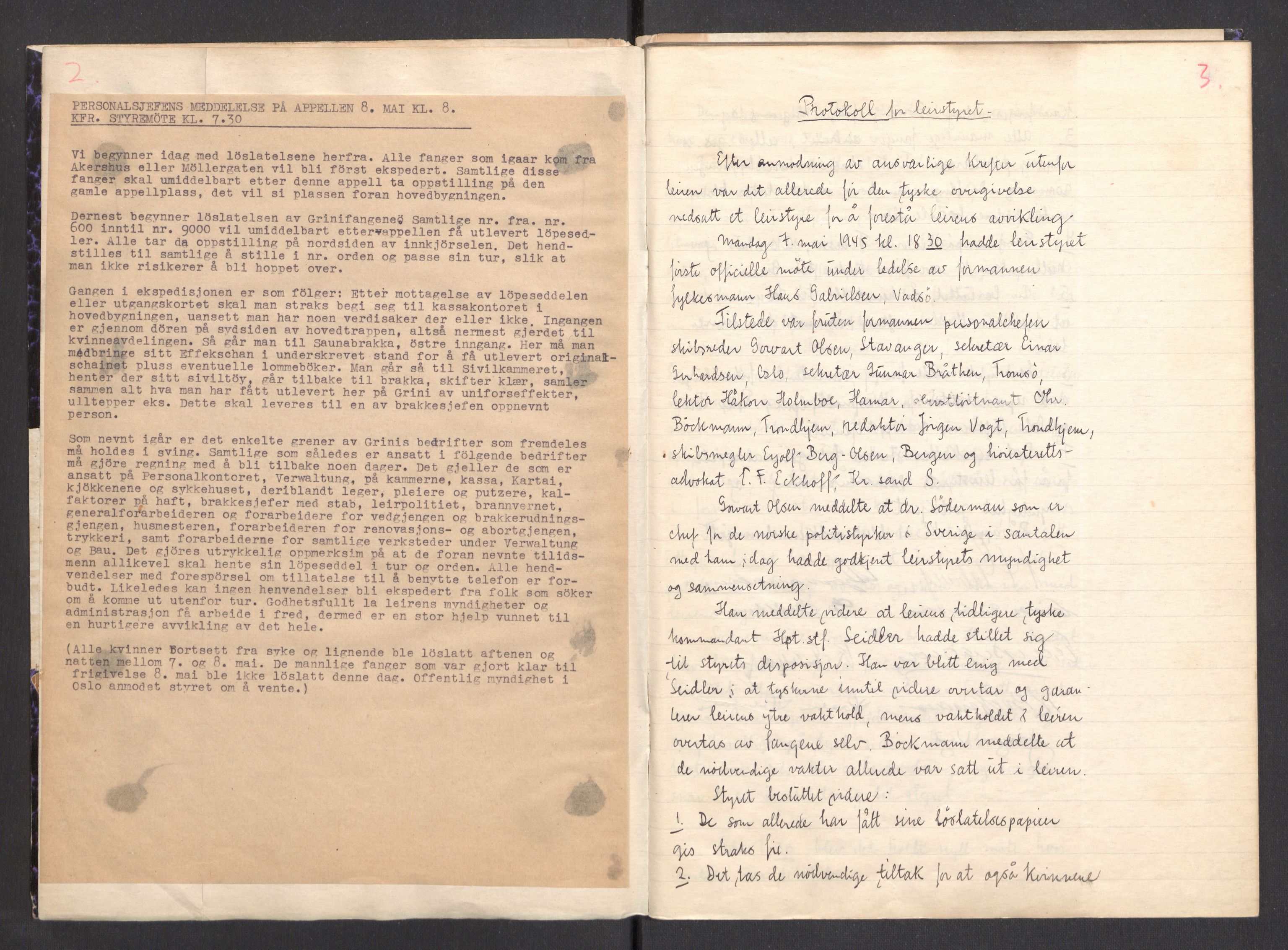 Befehlshaber der Sicherheitspolizei und des SD, AV/RA-RAFA-5969/F/Fa/Faa/L0031: Protokoll for Grini leirstyre , 1945